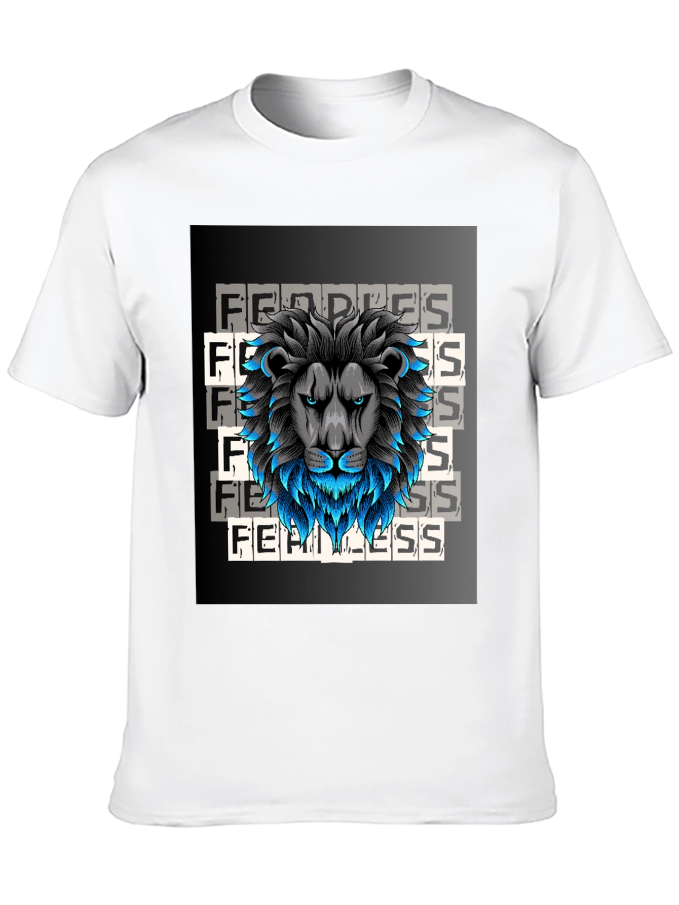 Fearless Lion Graphic Tee - Black Cotton T-Shirt