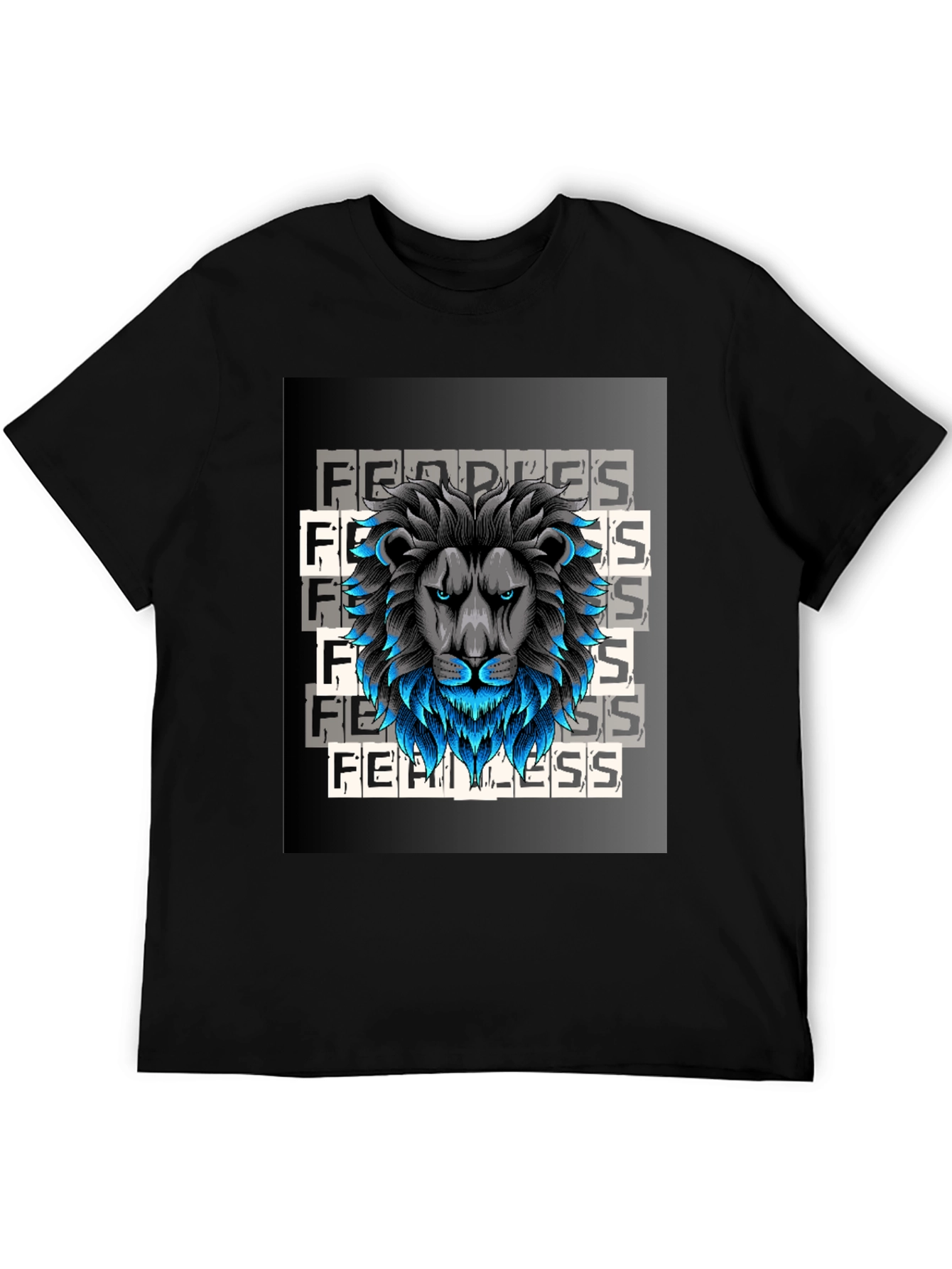Fearless Lion Graphic Tee - Black Cotton T-Shirt