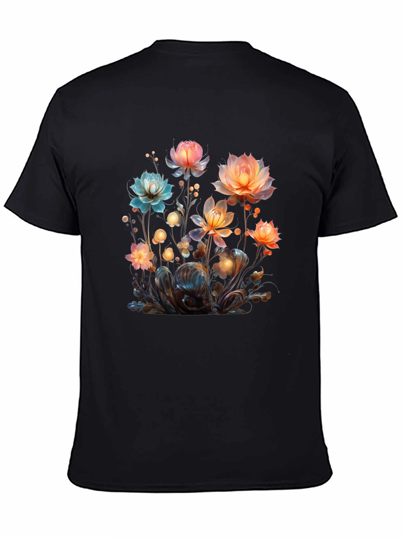 Floral Fantasy Black T-Shirt