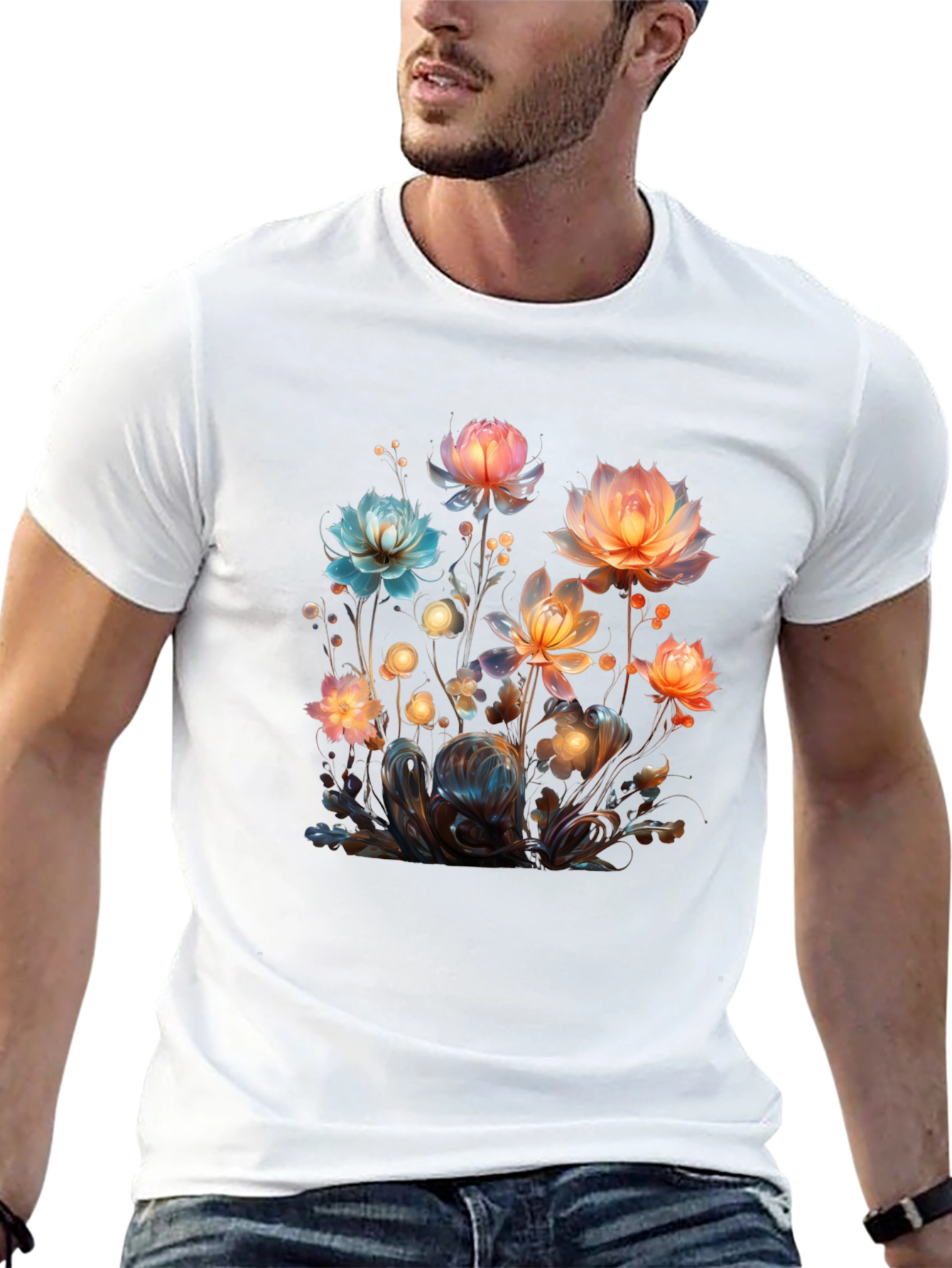 Floral Fantasy Black T-Shirt