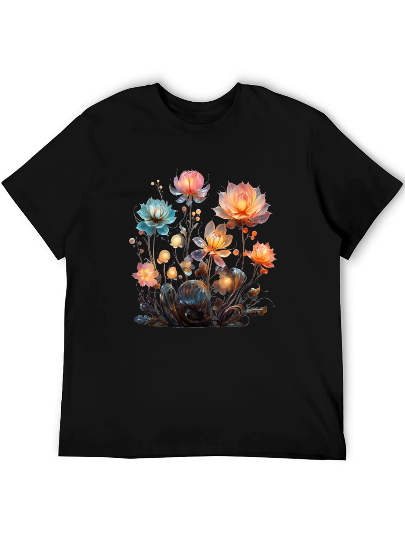 Floral Fantasy Black T-Shirt