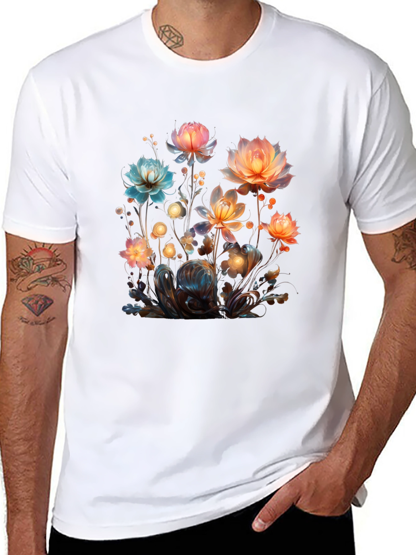Floral Fantasy Black T-Shirt