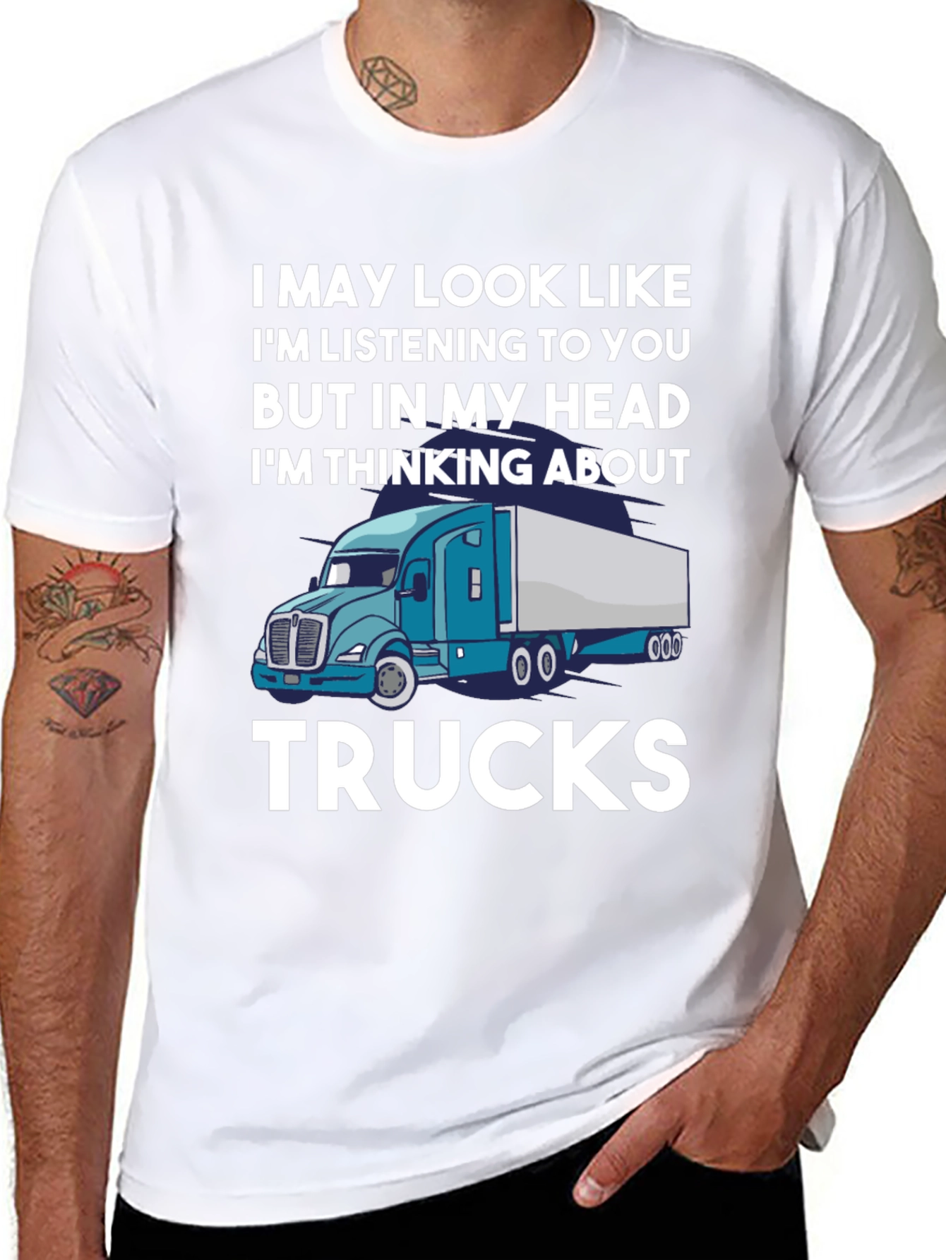 Trucker Tee: Im Thinking About Trucks T-Shirt