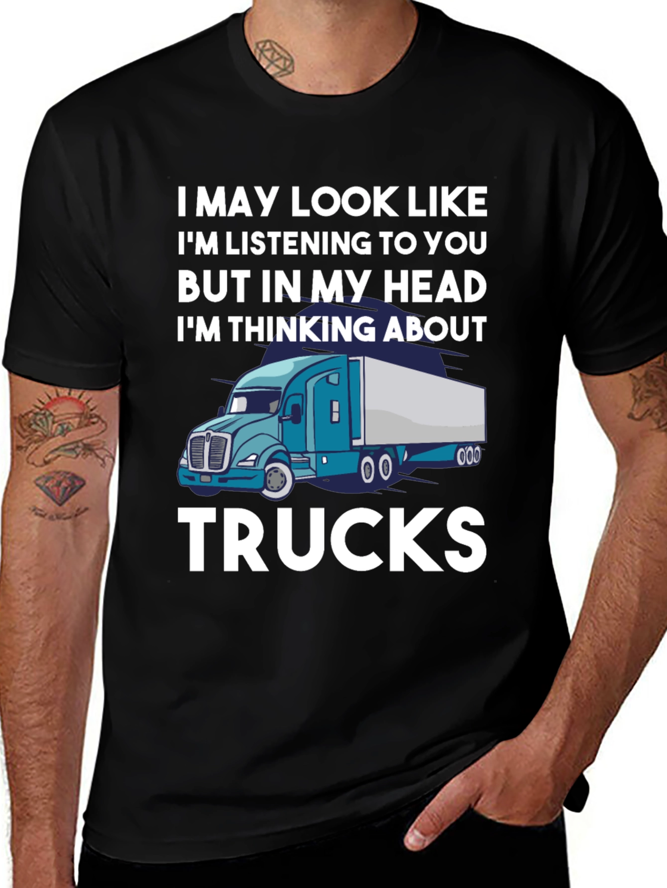 Trucker Tee: Im Thinking About Trucks T-Shirt