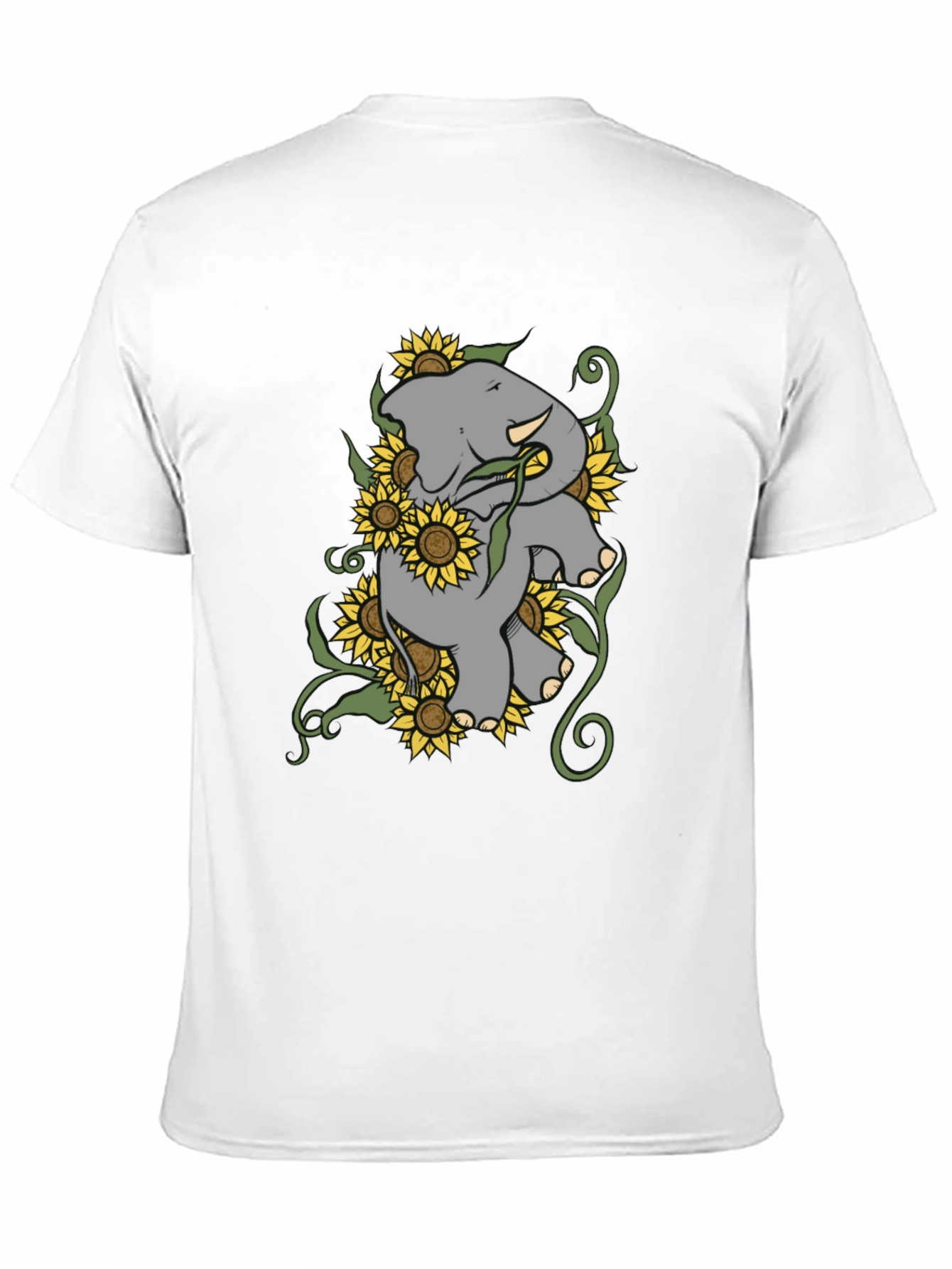 Elephant & Sunflower Graphic Tee - Casual Comfort