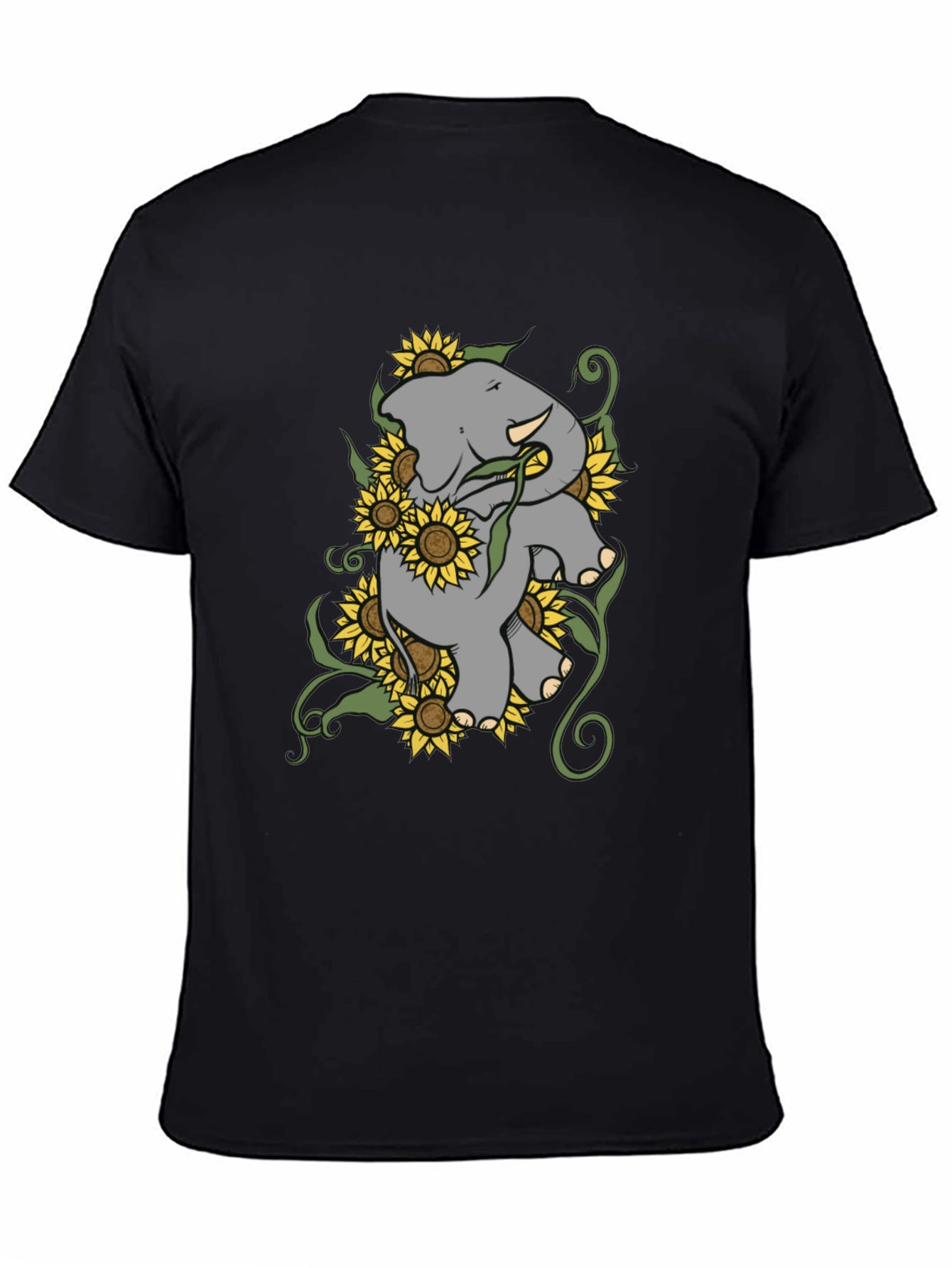 Elephant & Sunflower Graphic Tee - Casual Comfort