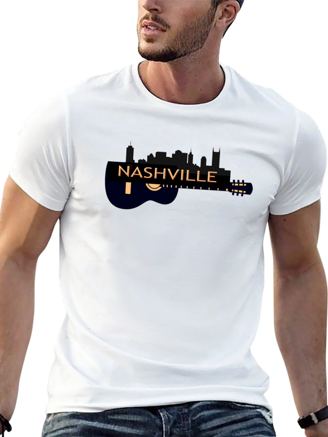 Nashville Skyline Guitar Black Graphic Tee