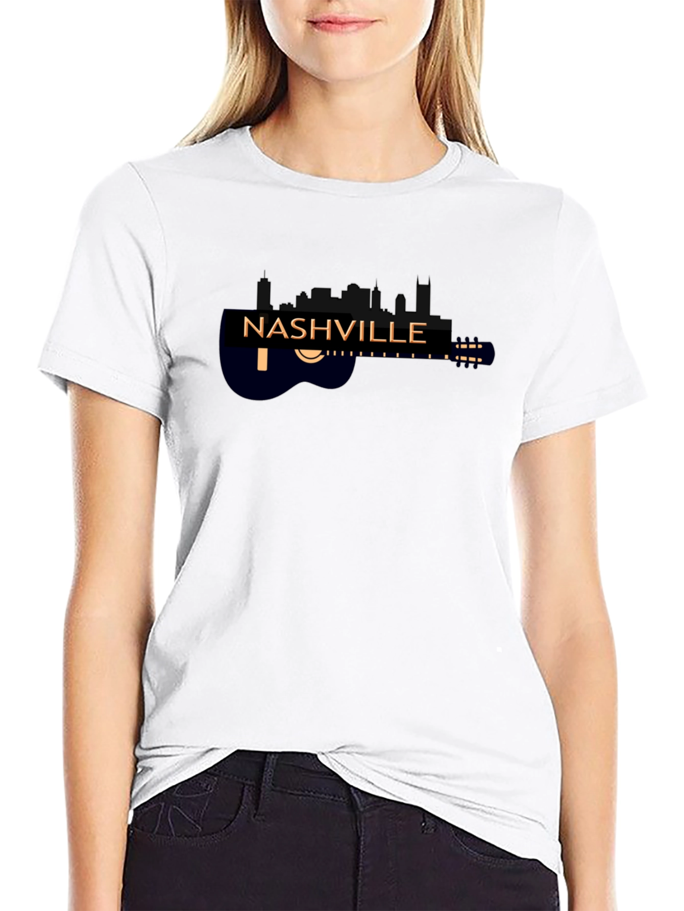 Nashville Skyline Guitar Black Graphic Tee