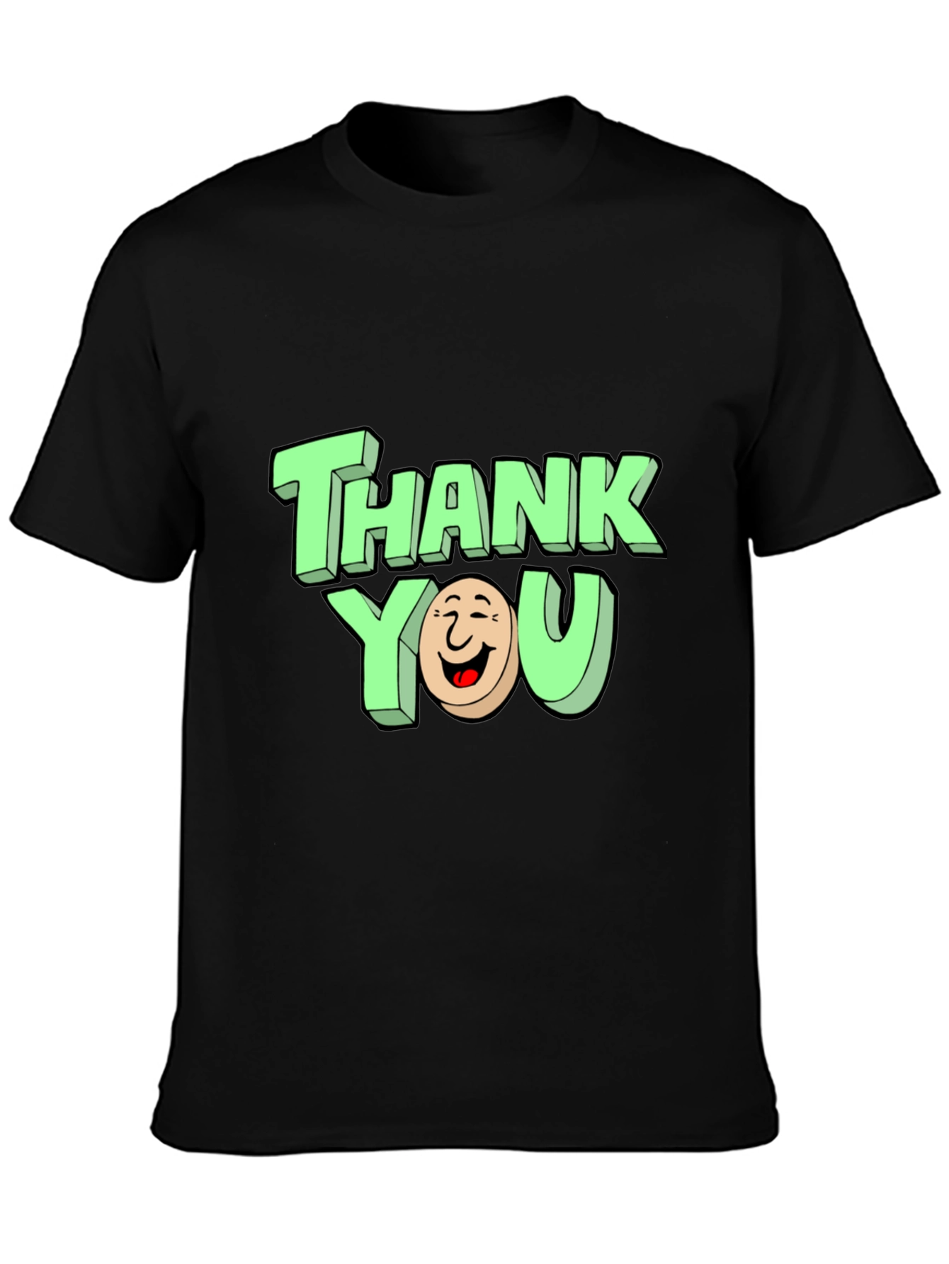Thank You Graphic Print Black T-Shirt