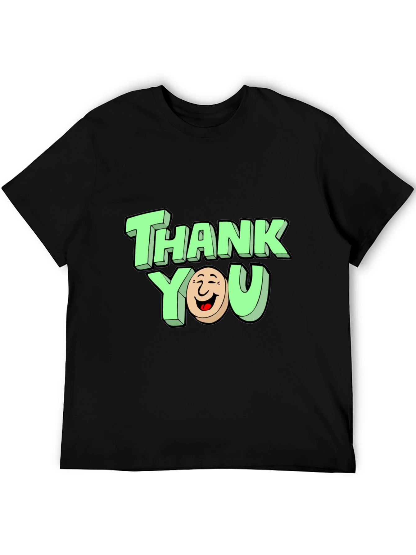 Thank You Graphic Print Black T-Shirt