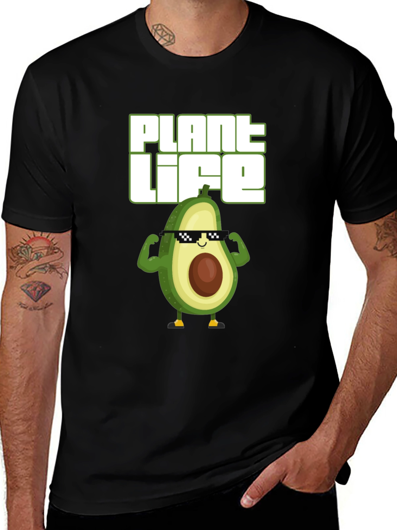 Plant Life Avocado Muscle T-Shirt - Funny Vegan Tee