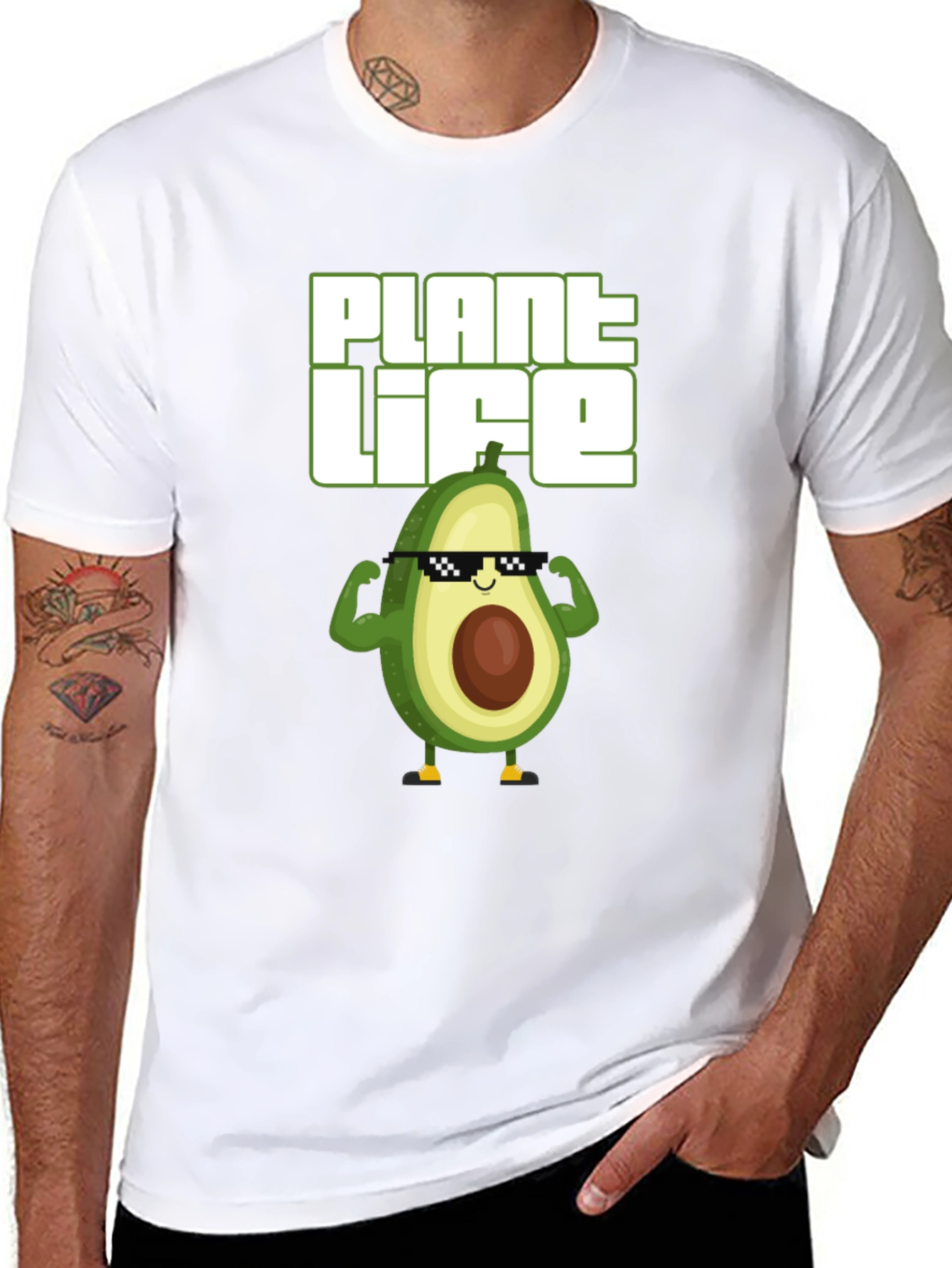 Plant Life Avocado Muscle T-Shirt - Funny Vegan Tee