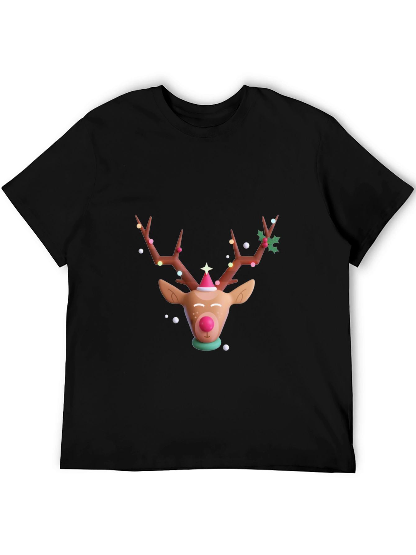 Festive Reindeer Graphic T-Shirt - Holiday Cheer