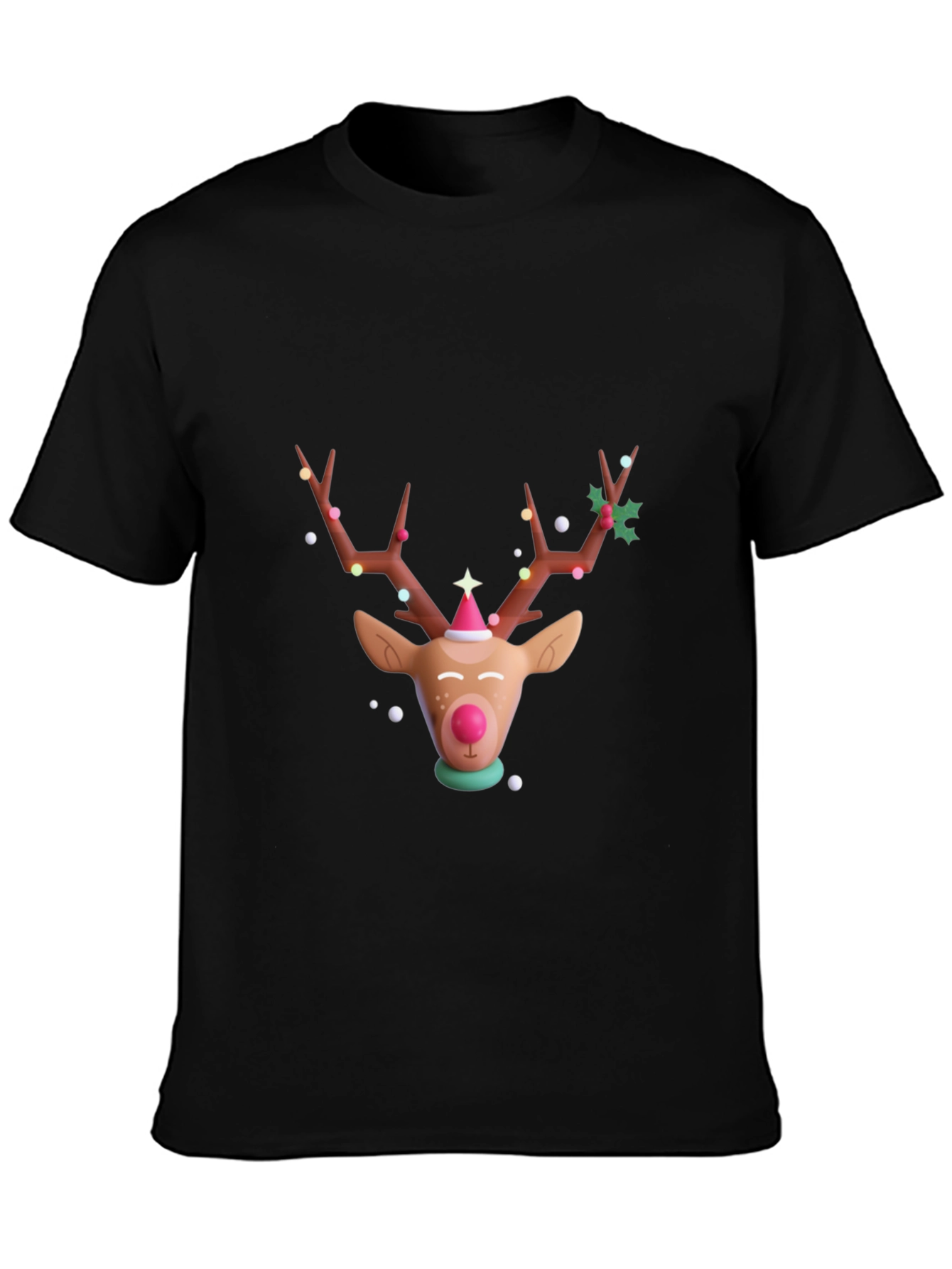 Festive Reindeer Graphic T-Shirt - Holiday Cheer