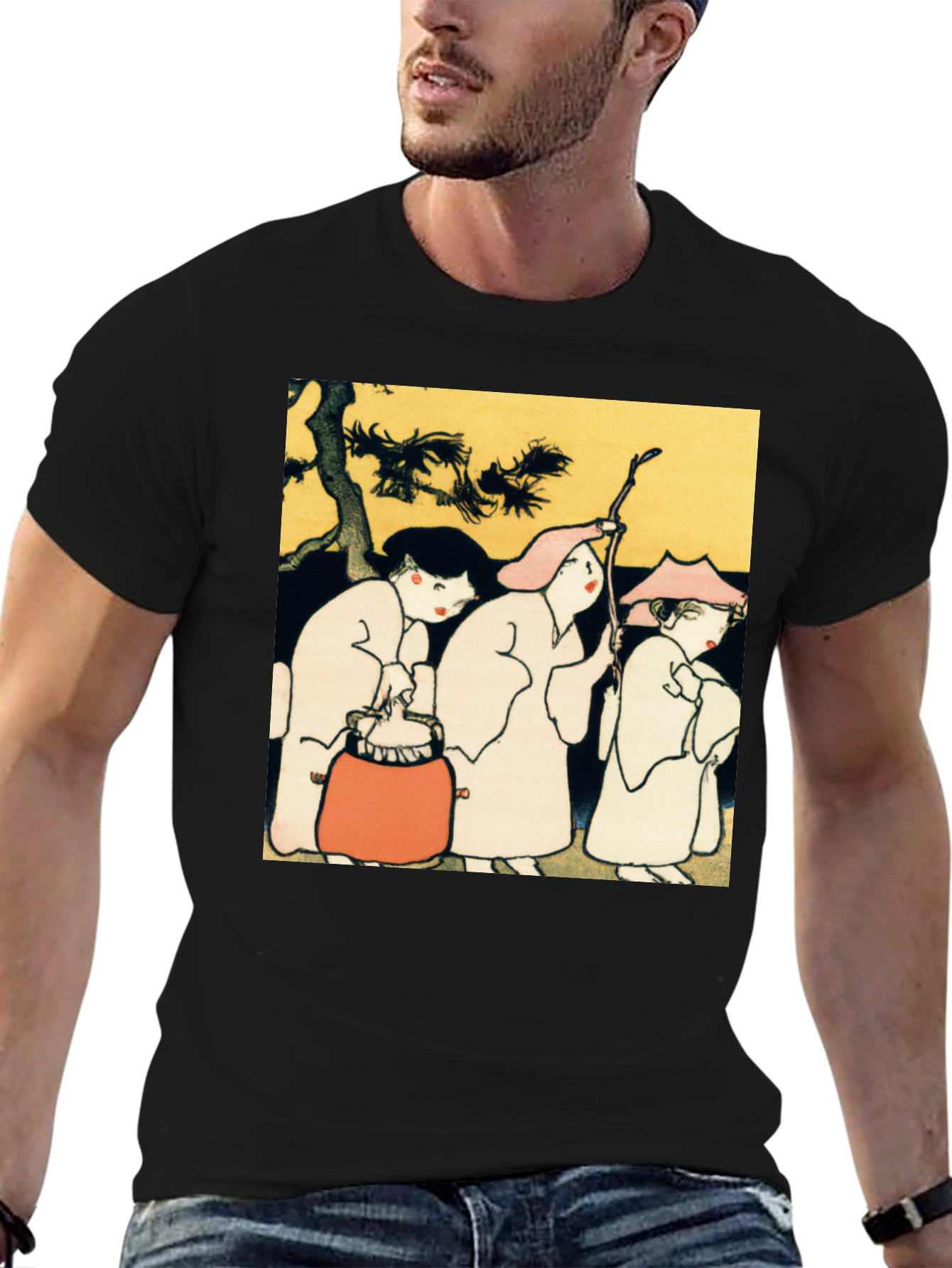 Artistic Print Black T-Shirt