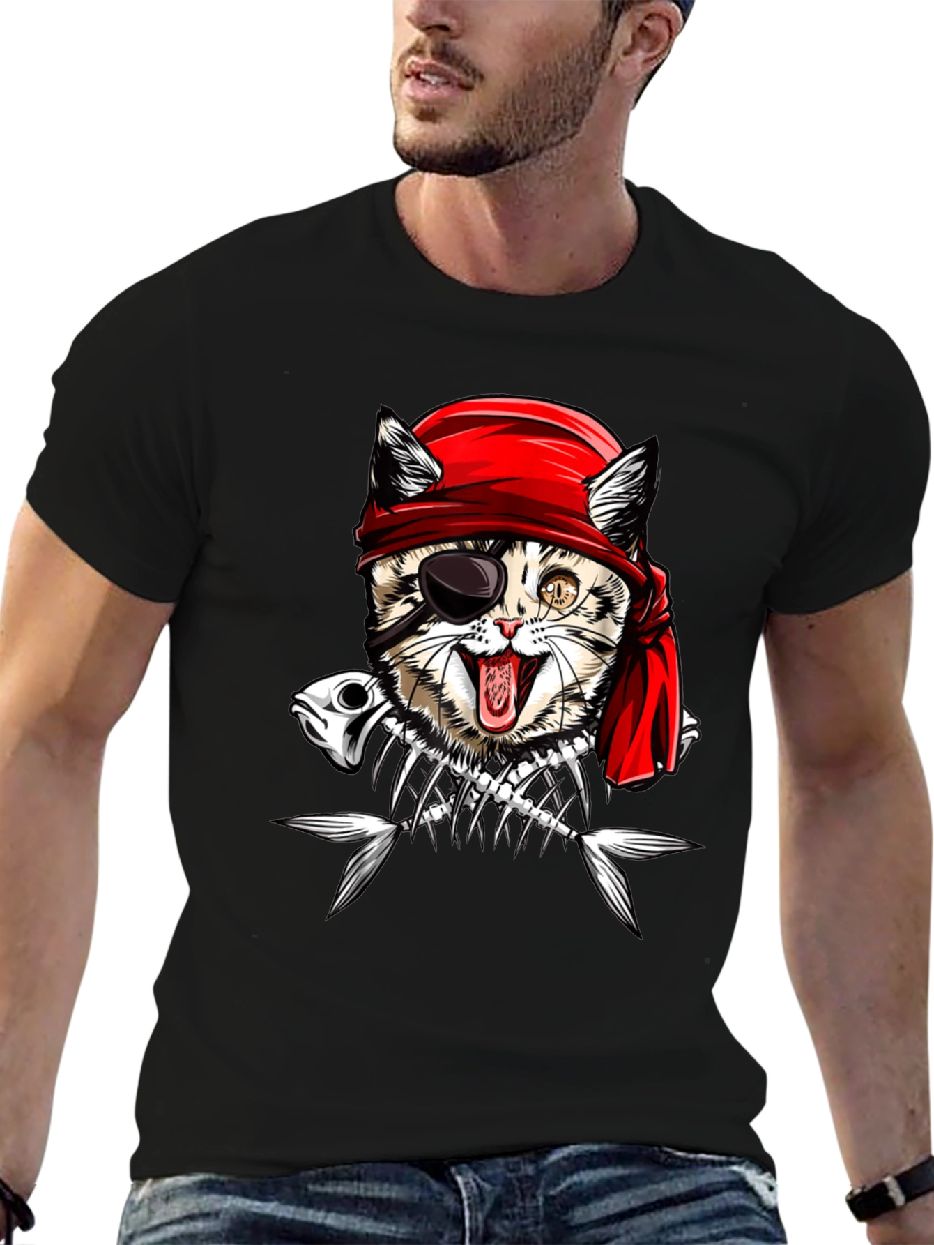 Pirate Cat Graphic T-Shirt