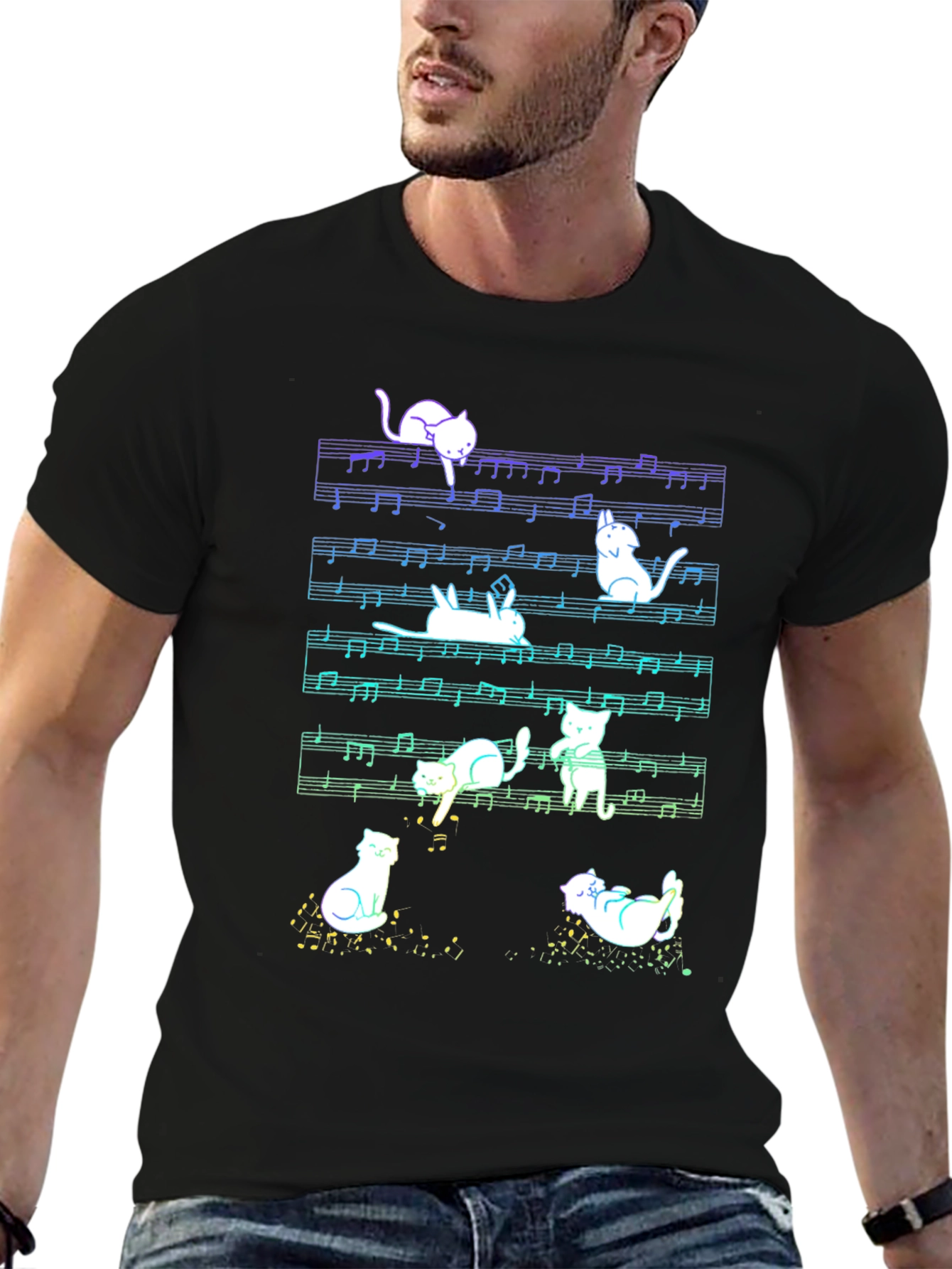 Musical Cats T-Shirt: Playful Feline Design