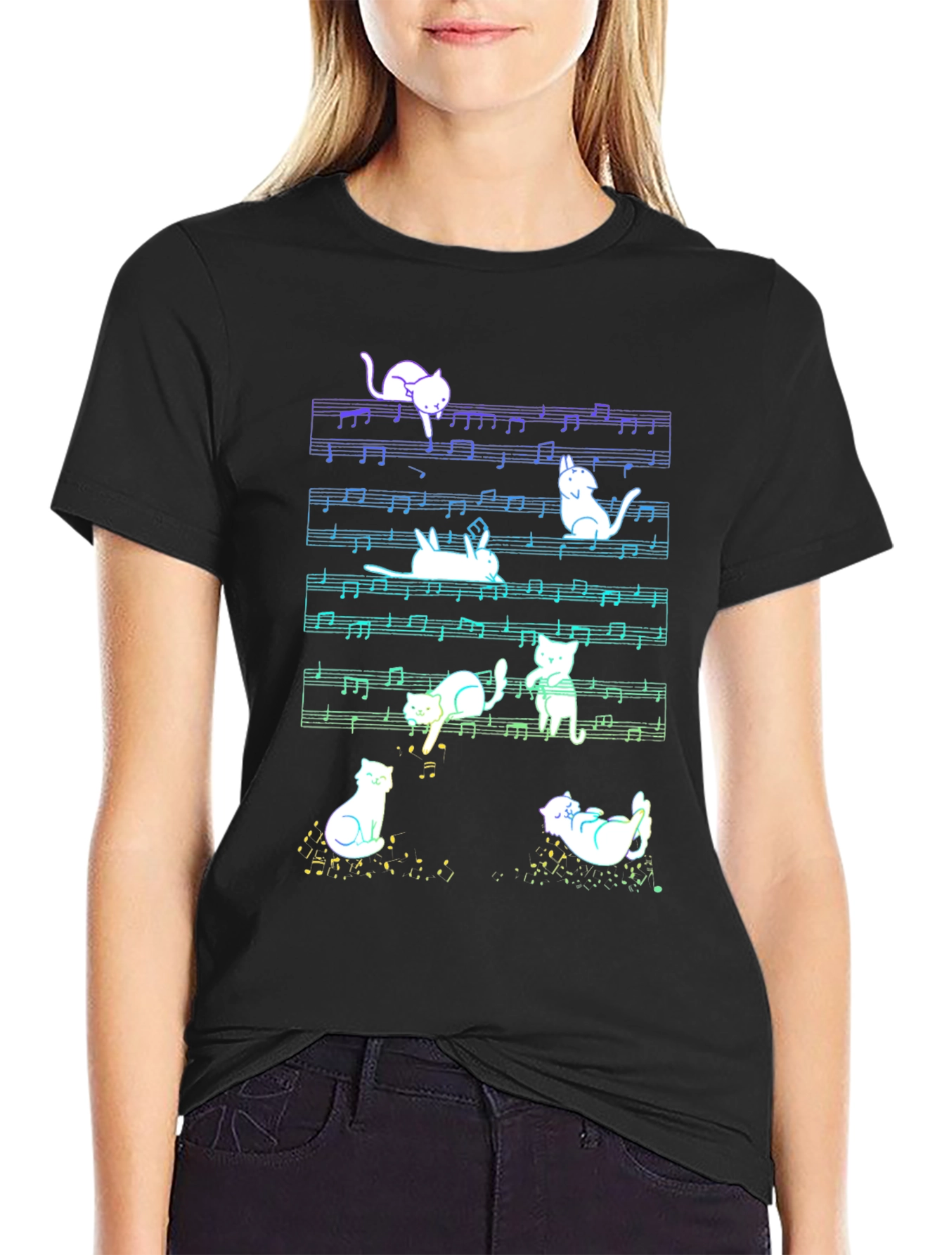 Musical Cats T-Shirt: Playful Feline Design