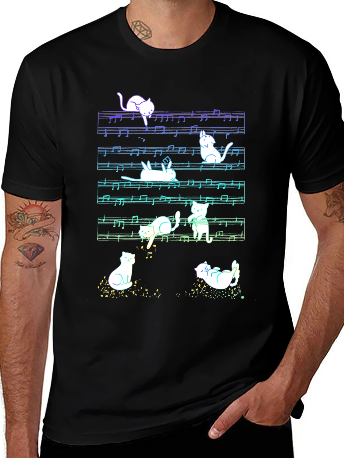 Musical Cats T-Shirt: Playful Feline Design