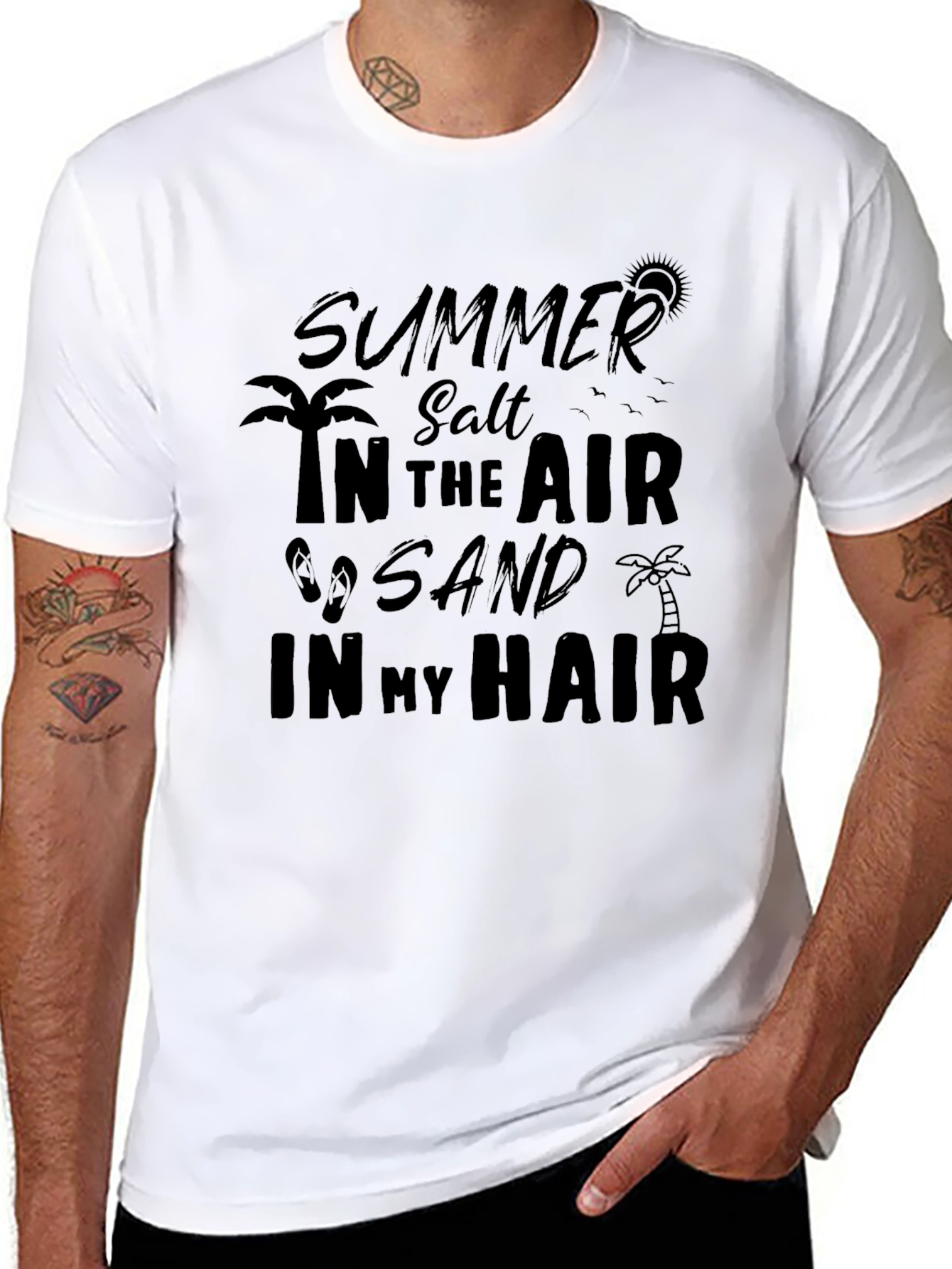 Summer Salt Sand Hair Graphic Tee - Black