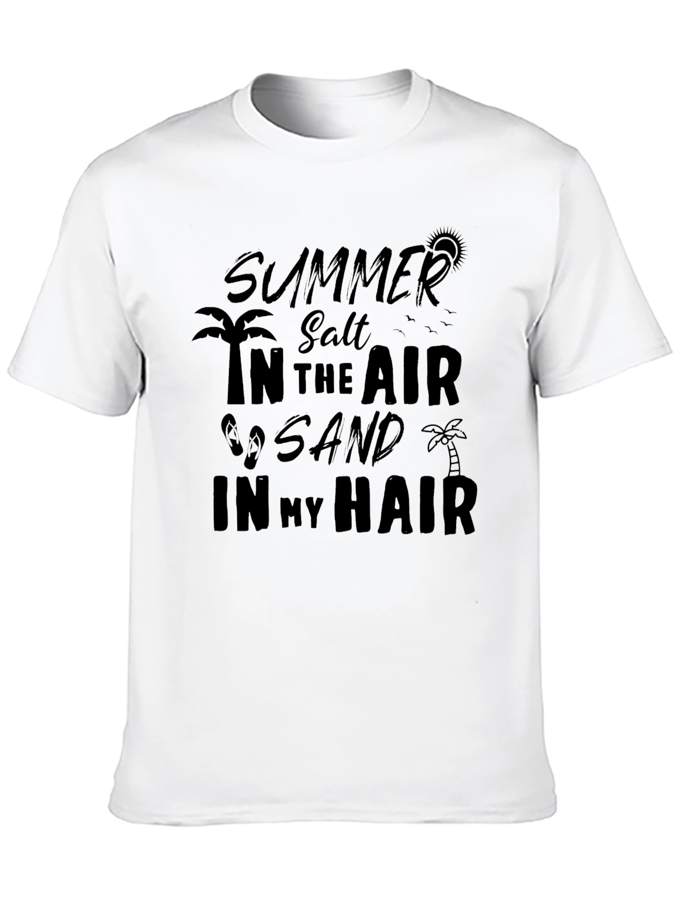Summer Salt Sand Hair Graphic Tee - Black
