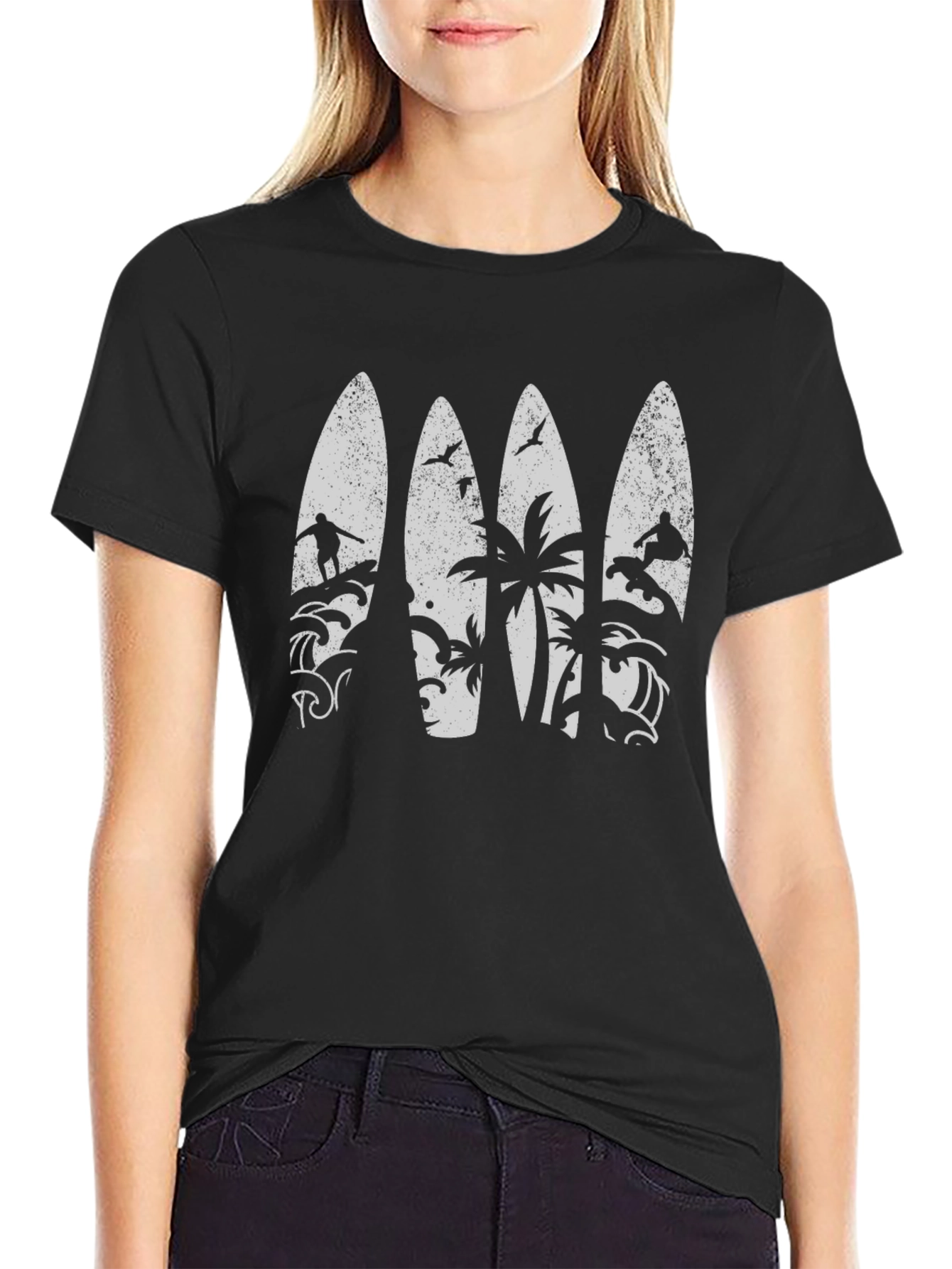 Surfboard Silhouette Graphic Tee