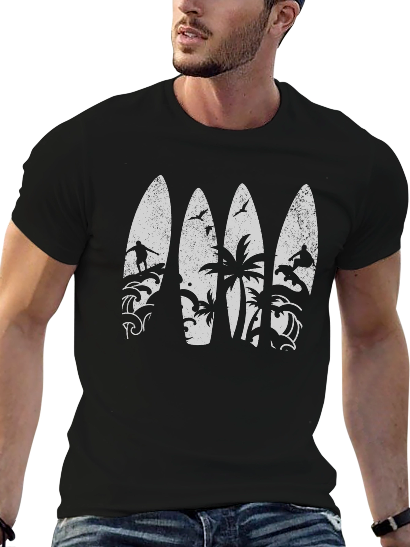 Surfboard Silhouette Graphic Tee