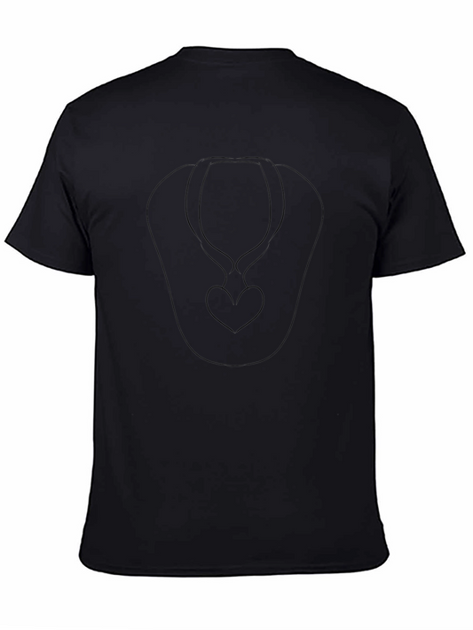 Black T-Shirt with Heart Bib Design
