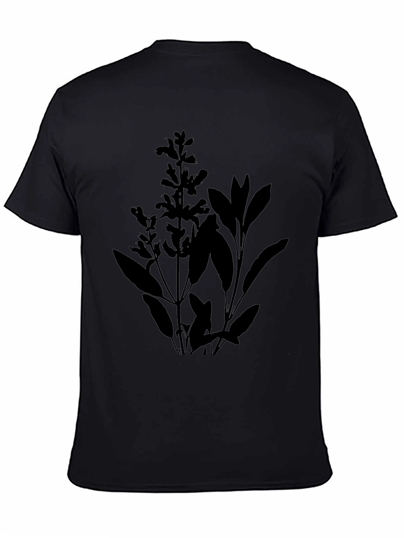 Sage Plant Graphic Tee - Black Botanical T-Shirt
