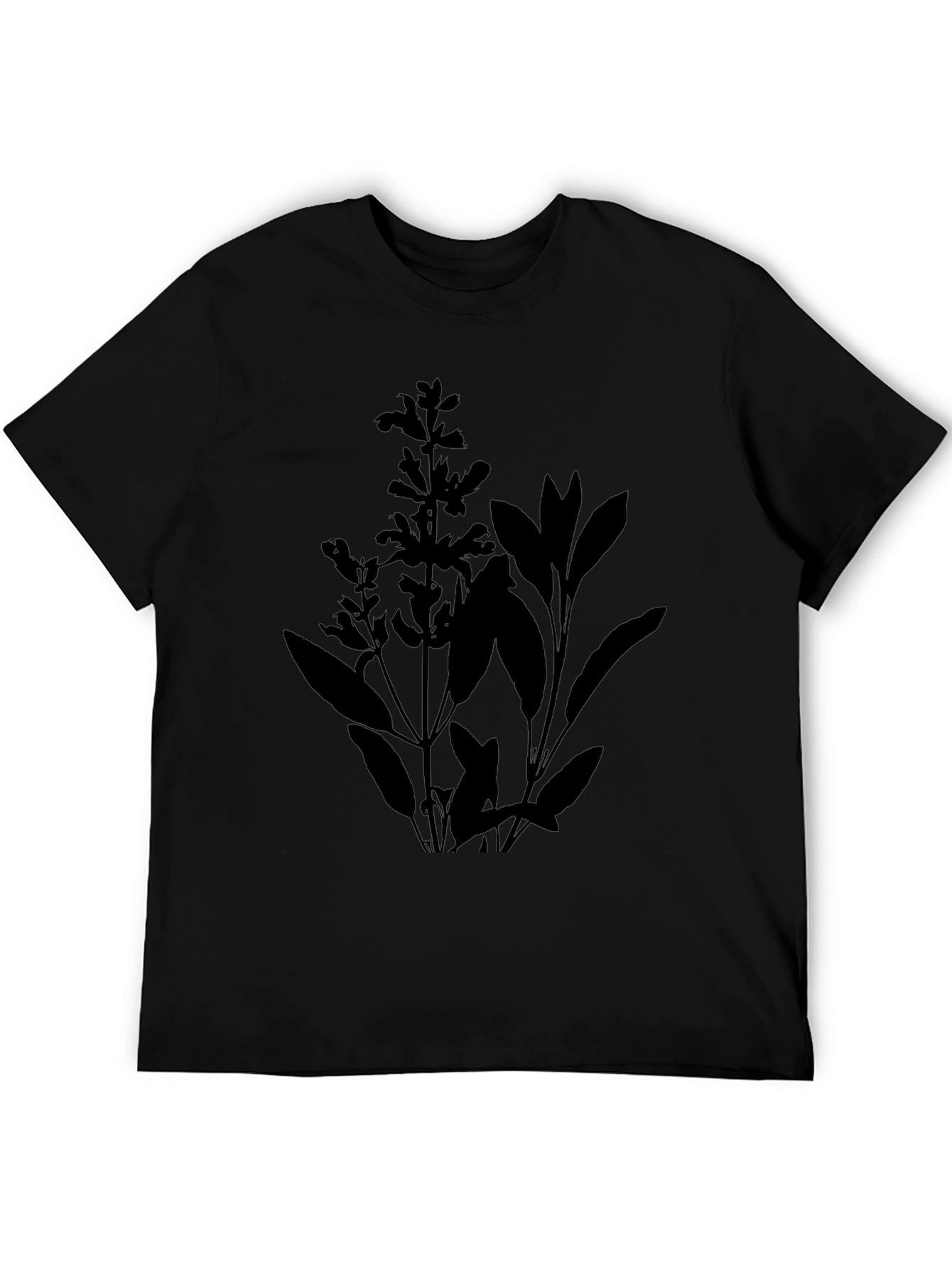 Sage Plant Graphic Tee - Black Botanical T-Shirt