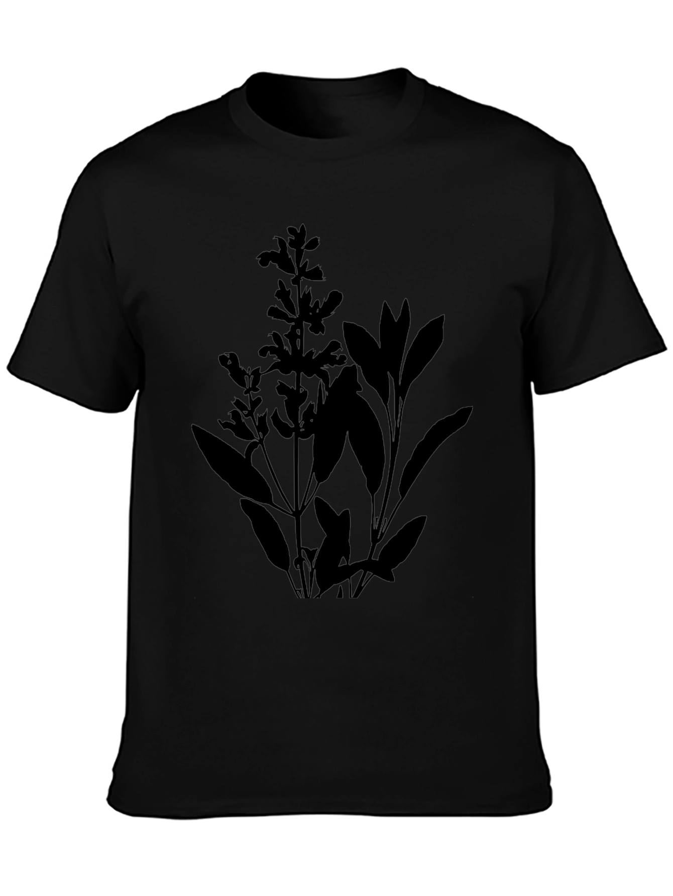Sage Plant Graphic Tee - Black Botanical T-Shirt