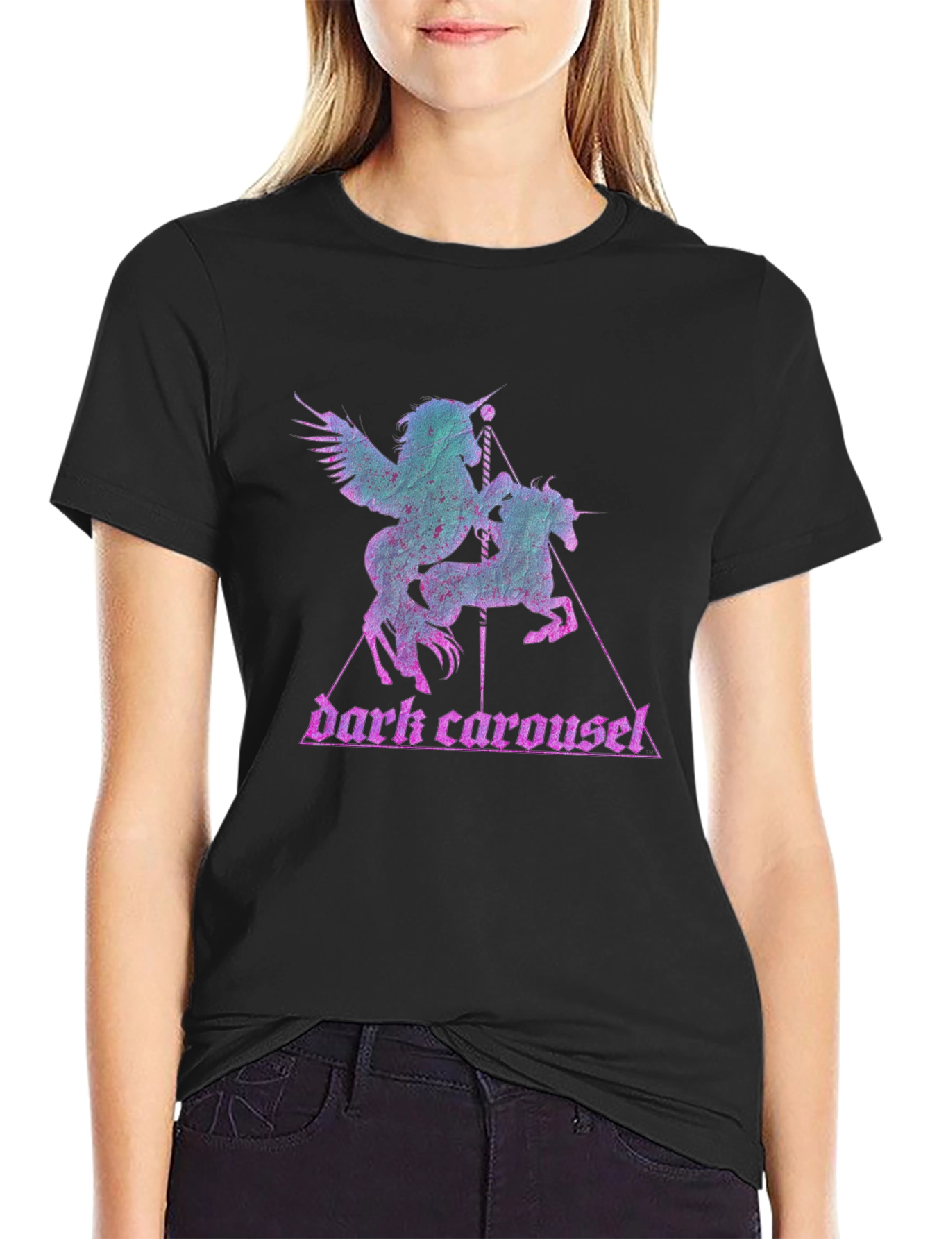 Dark Carousel Unicorn Graphic Tee