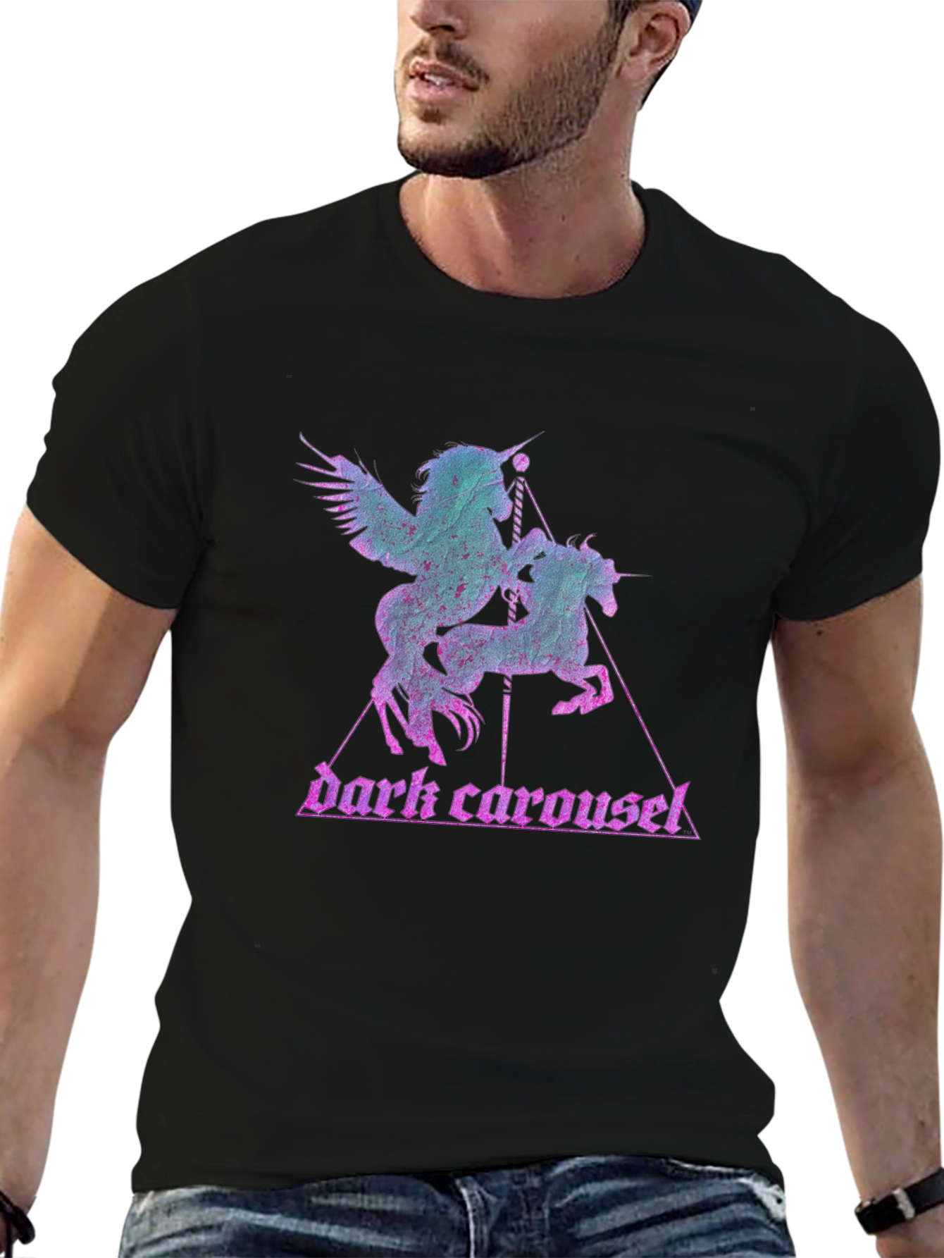 Dark Carousel Unicorn Graphic Tee