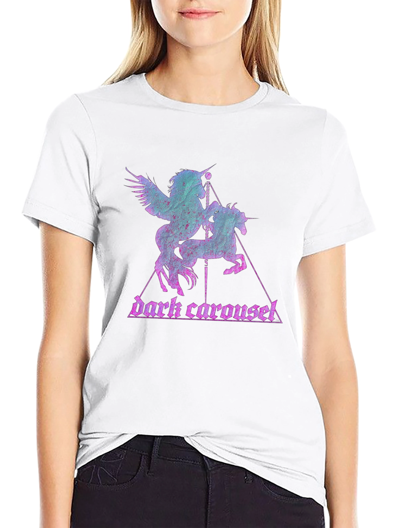 Dark Carousel Unicorn Graphic Tee