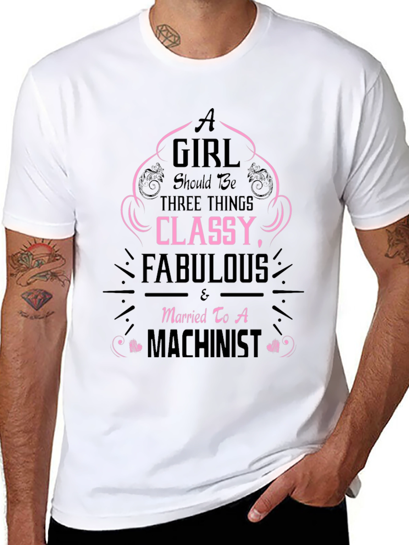 Classy Machinists Wife Black T-Shirt