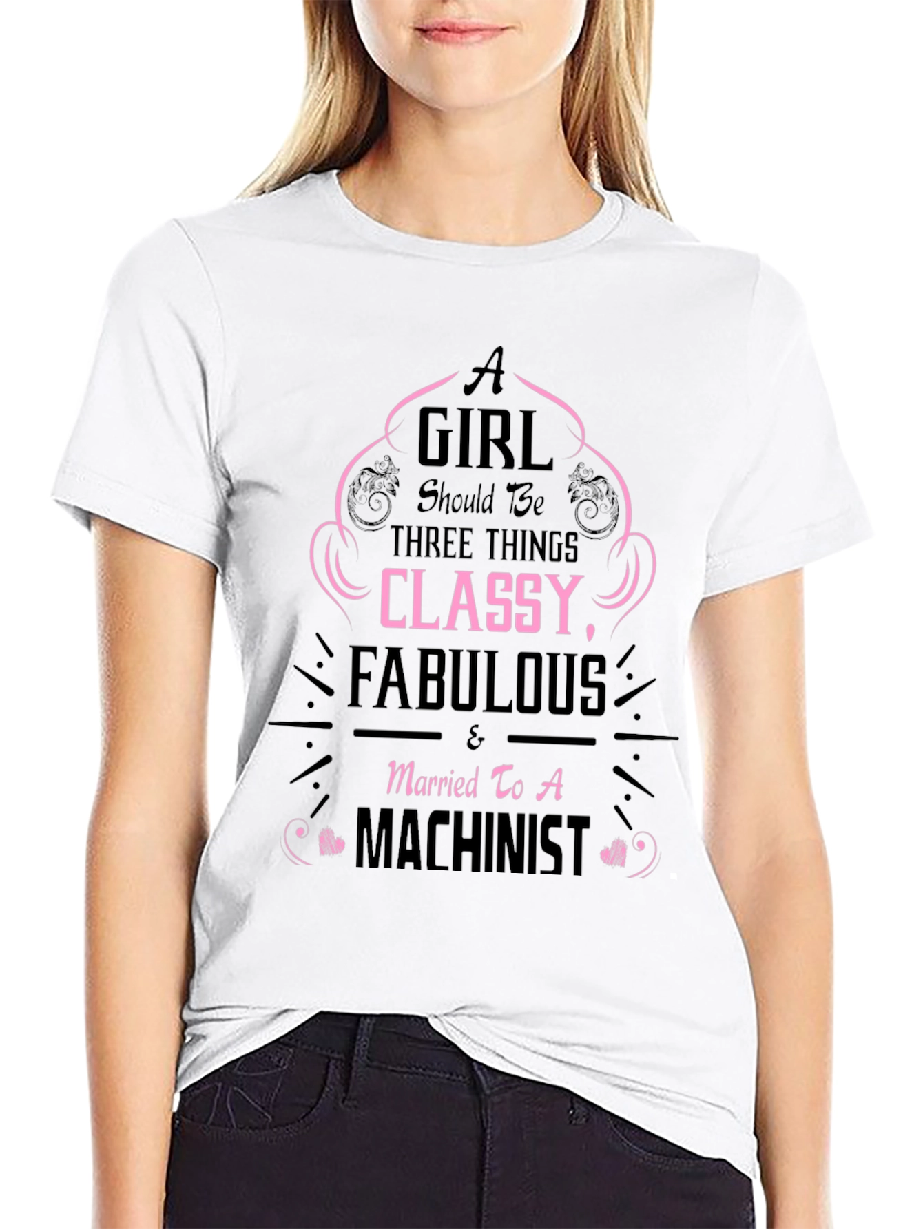 Classy Machinists Wife Black T-Shirt