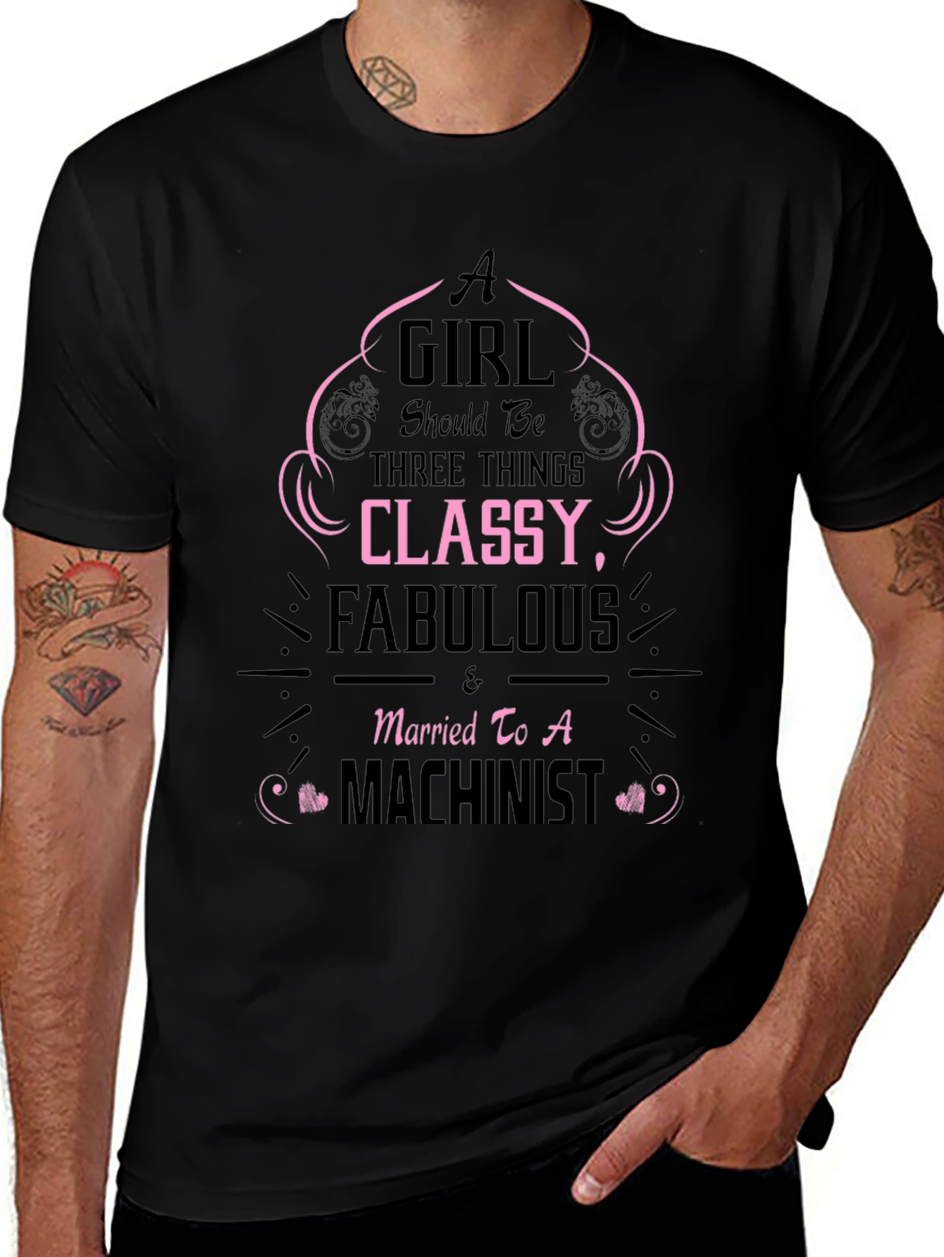 Classy Machinists Wife Black T-Shirt