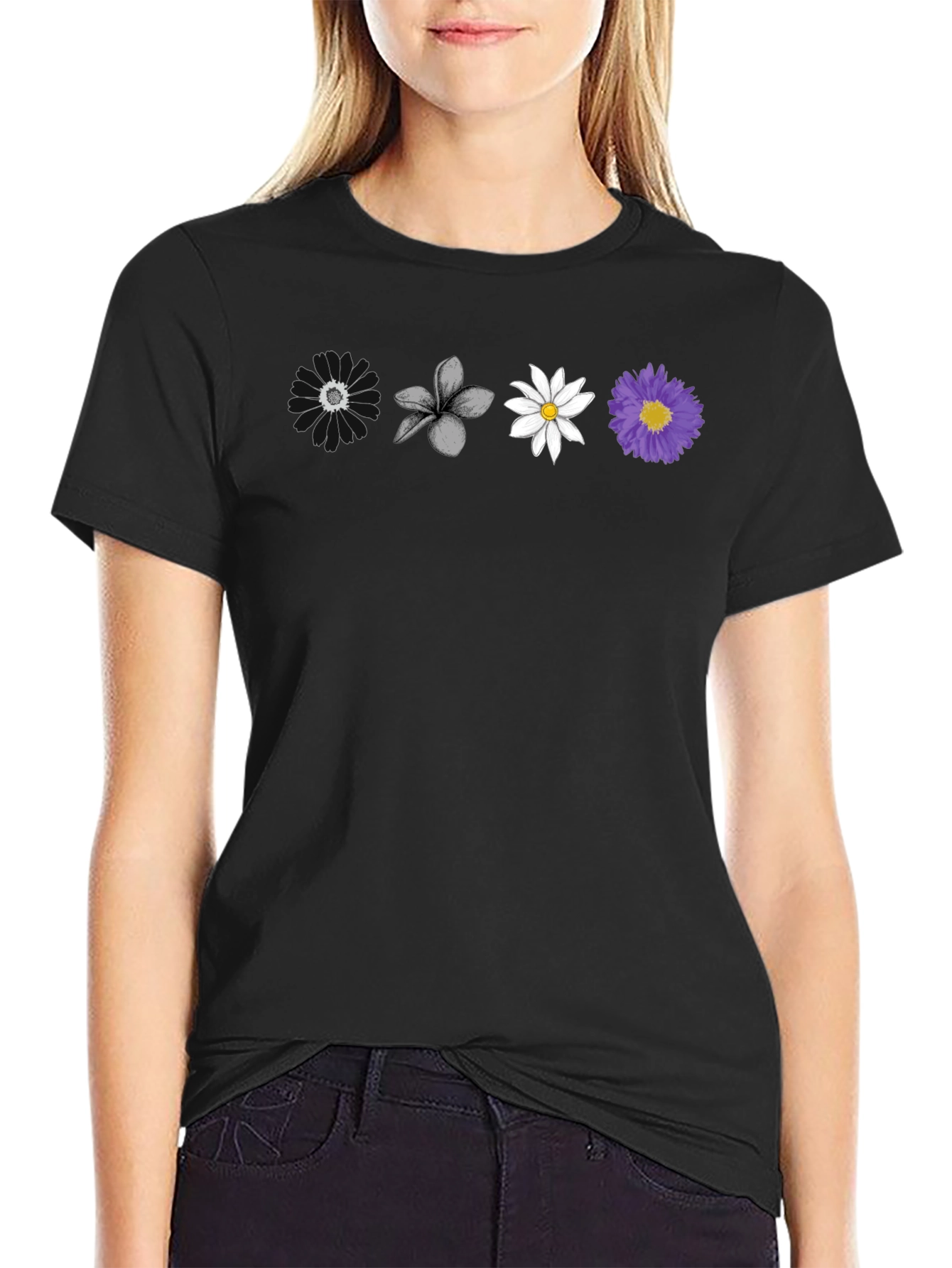 Floral Array Black T-Shirt