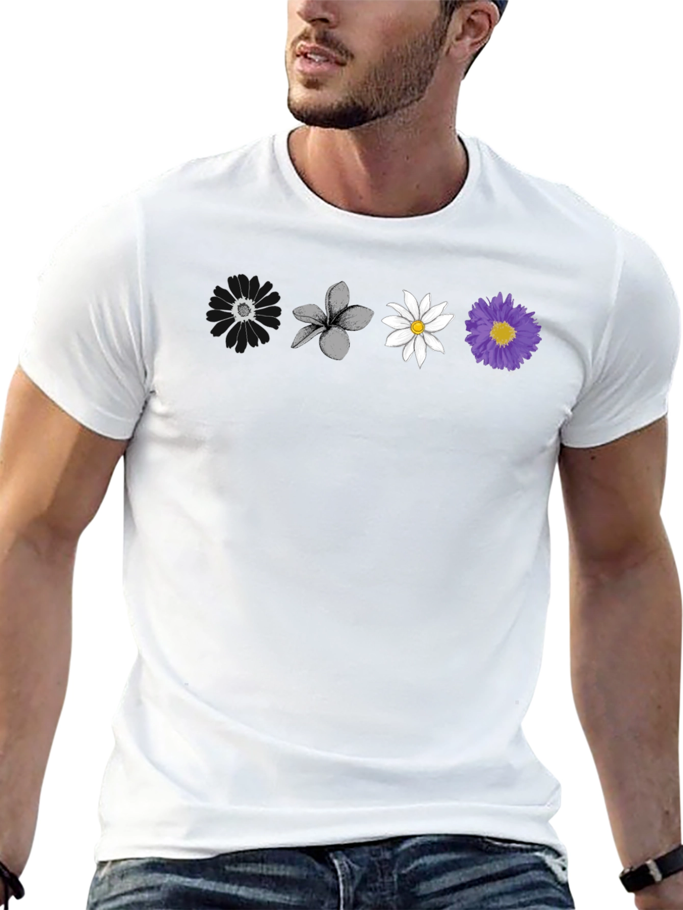 Floral Array Black T-Shirt