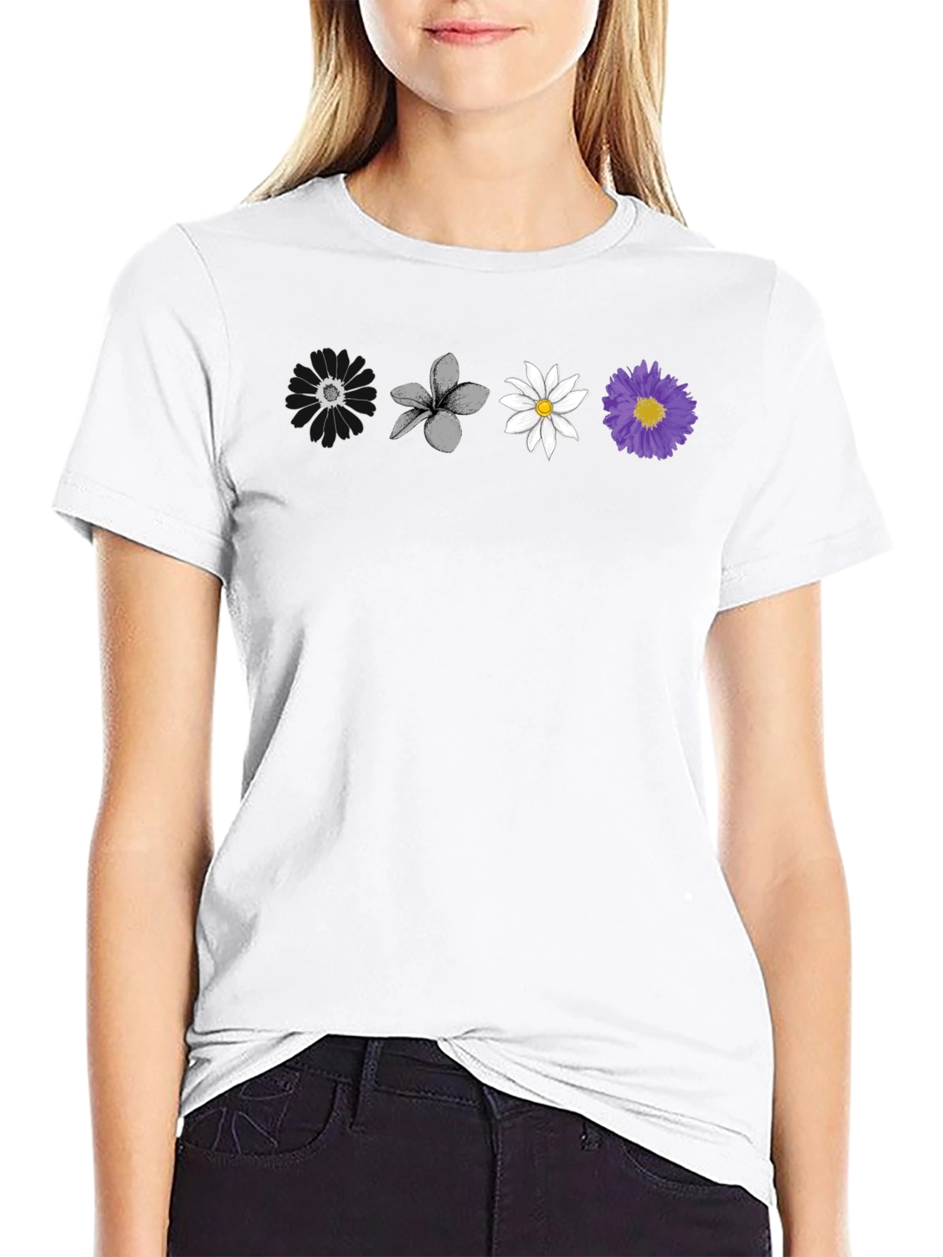 Floral Array Black T-Shirt