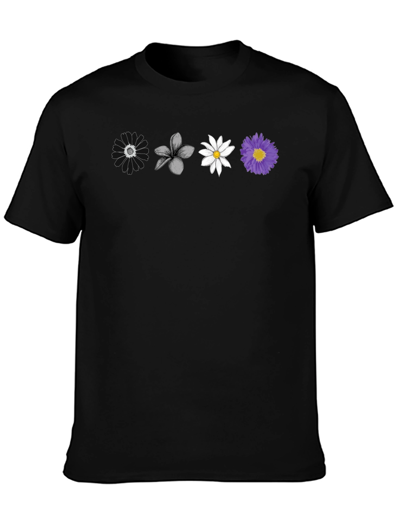 Floral Array Black T-Shirt