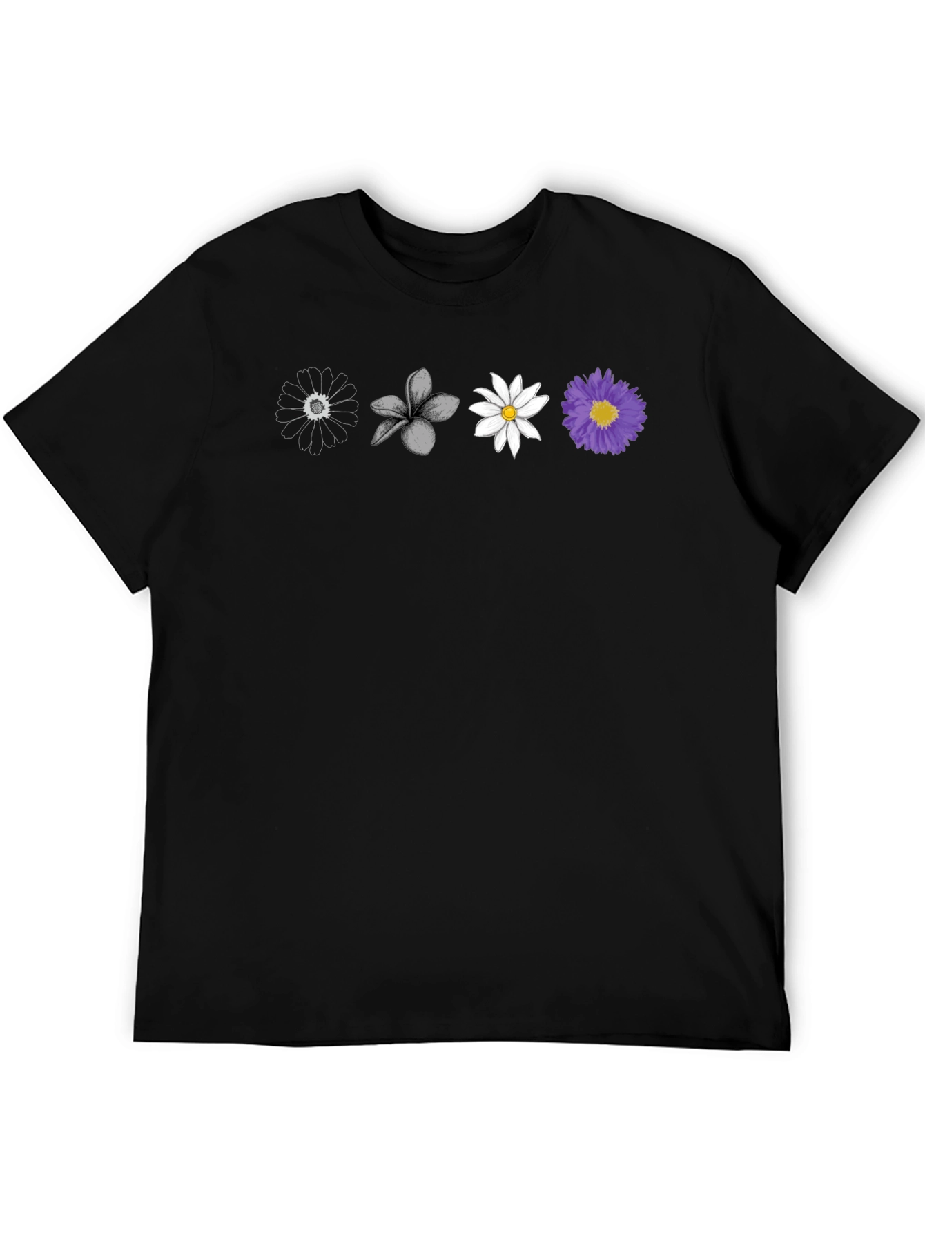 Floral Array Black T-Shirt