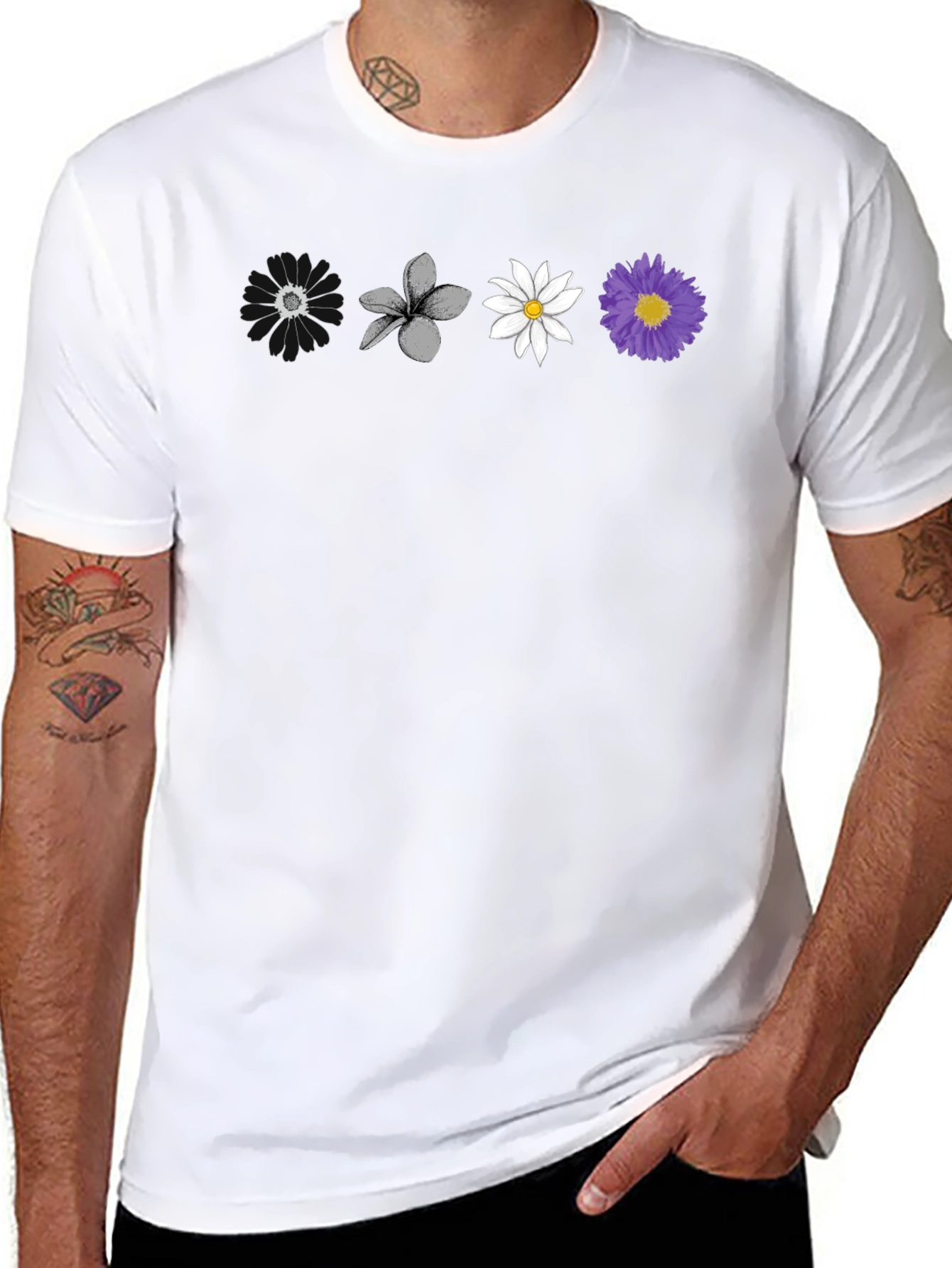 Floral Array Black T-Shirt