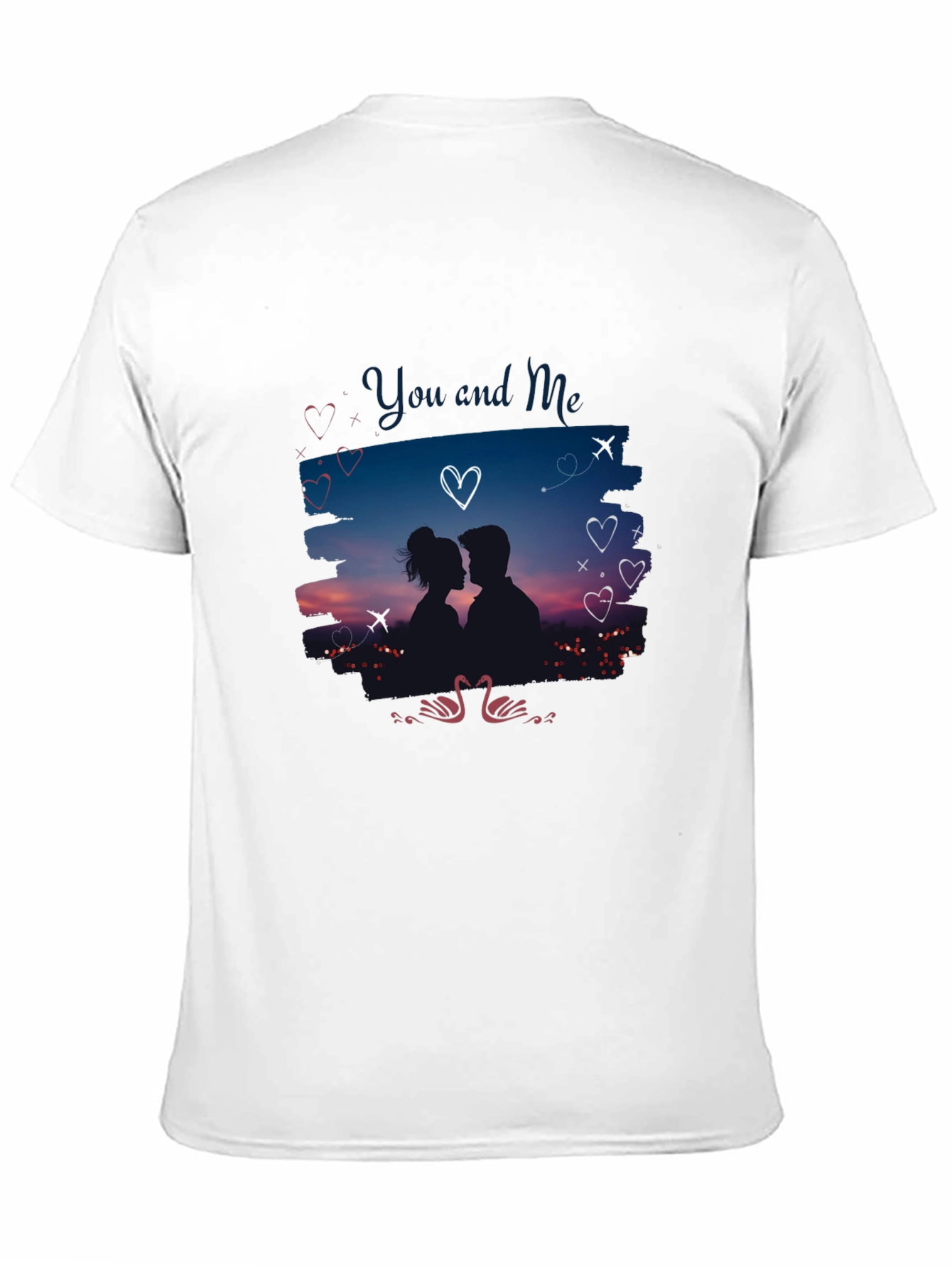 Romantic You and Me Graphic Black T-Shirt