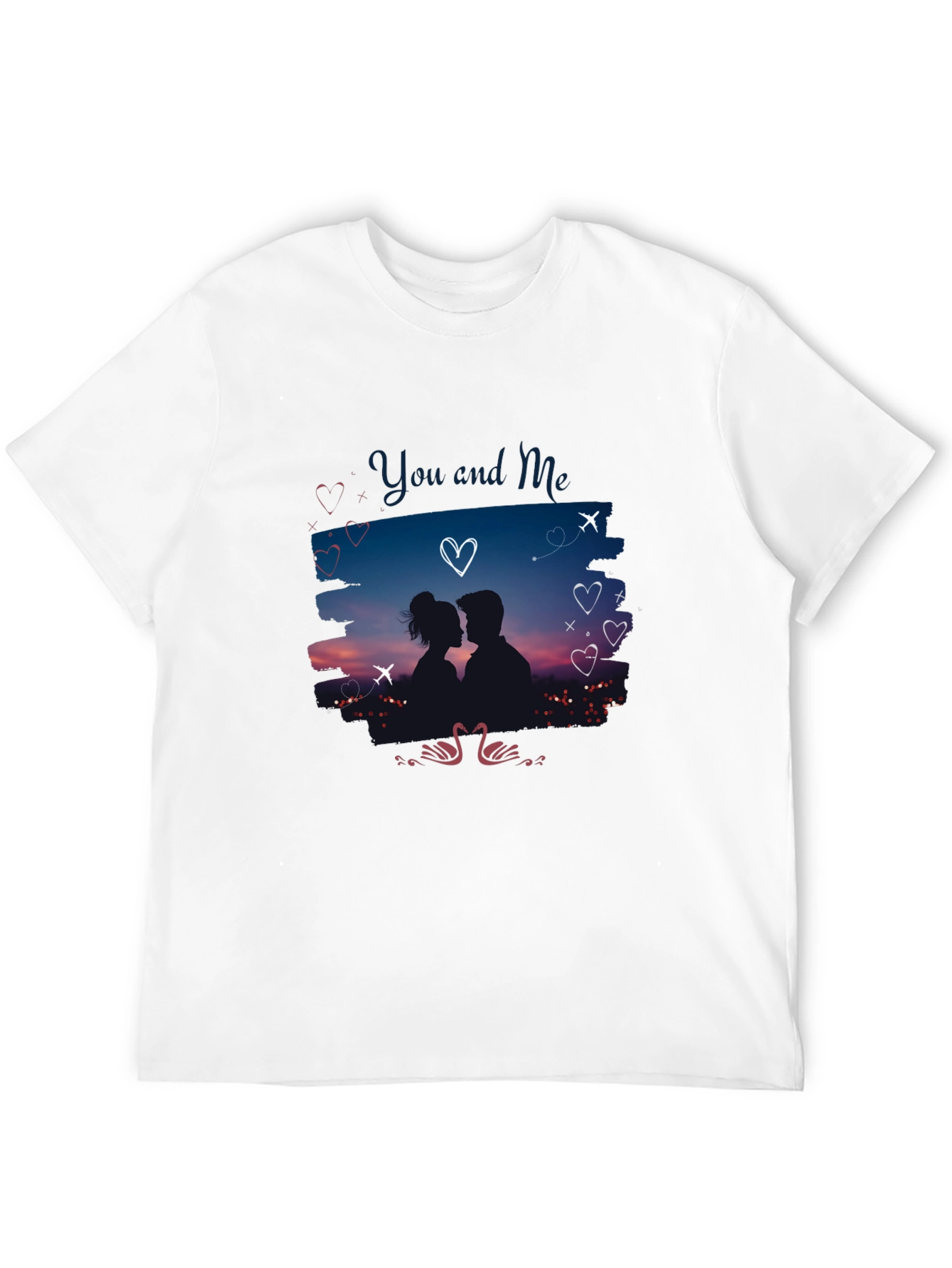 Romantic You and Me Graphic Black T-Shirt
