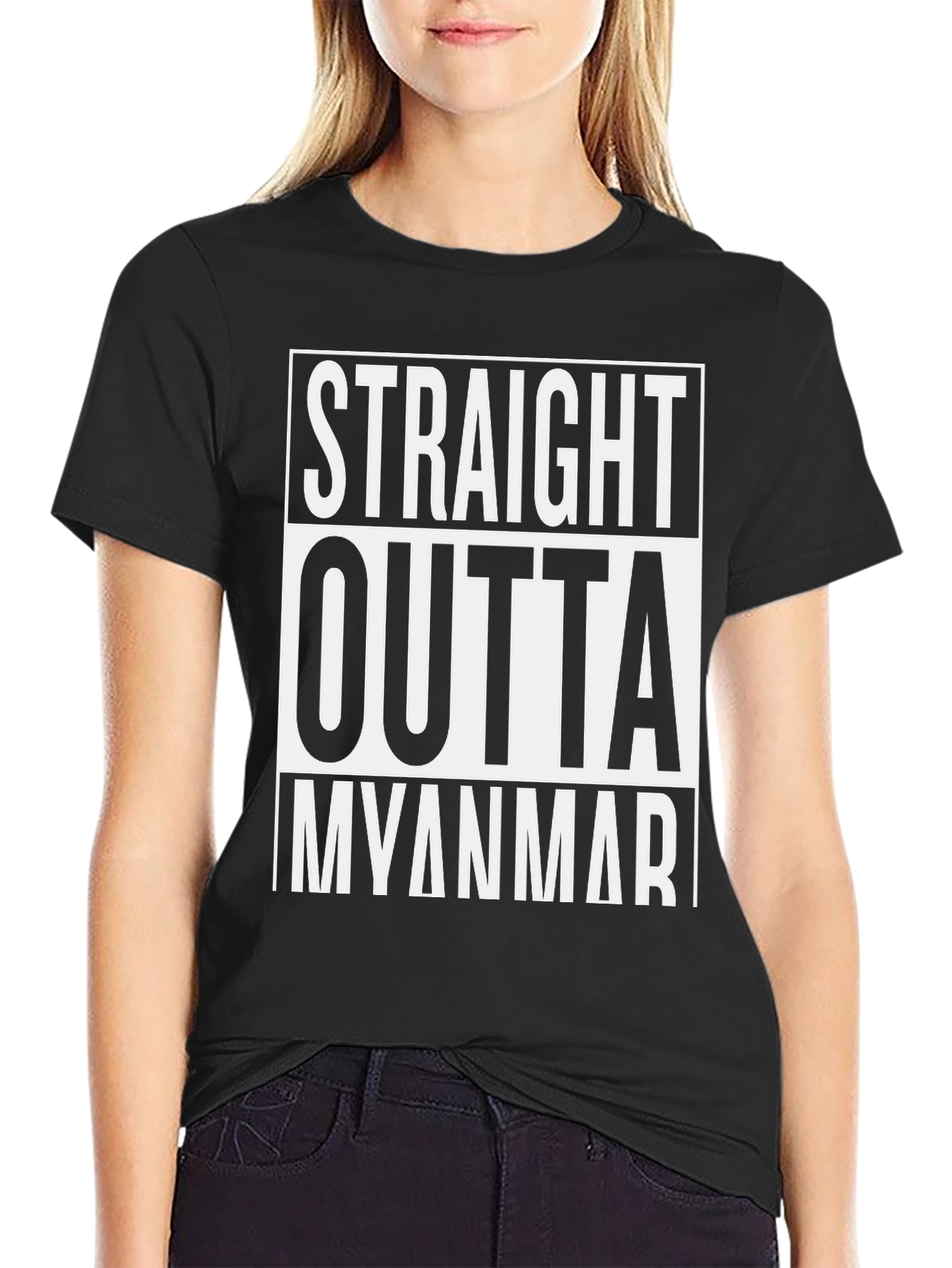 Straight Outta Myanmar Black T-Shirt