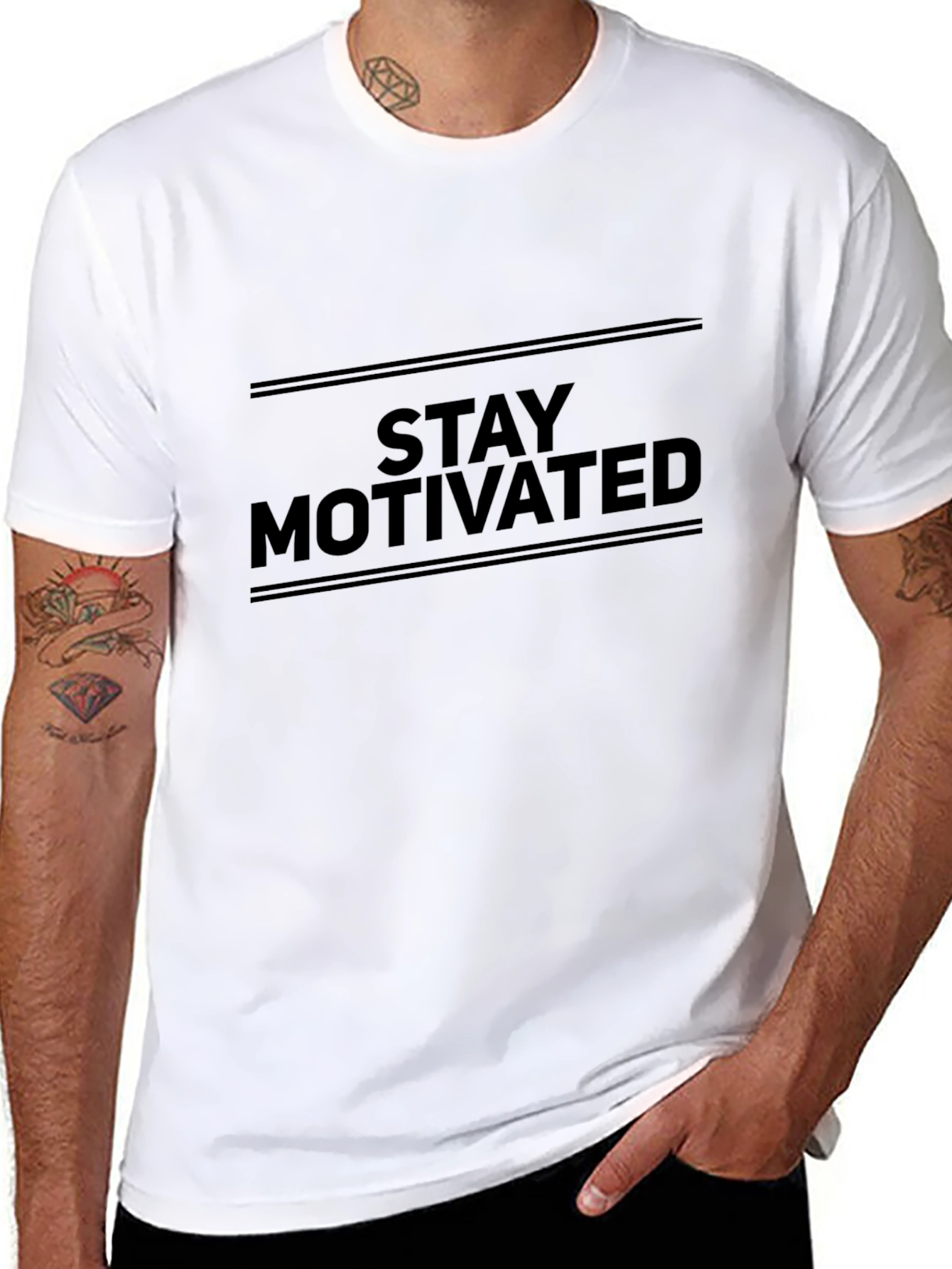 Stay Motivated Black Graphic T-Shirt