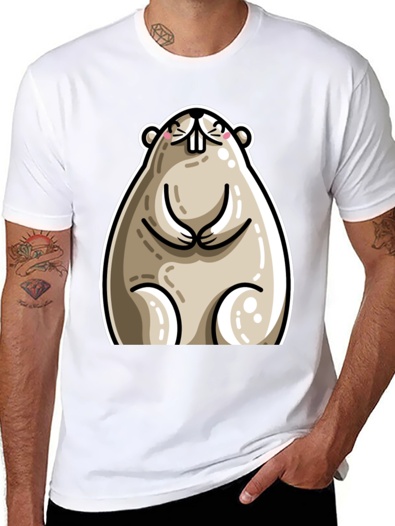 Funny Cartoon Beaver Graphic T-Shirt