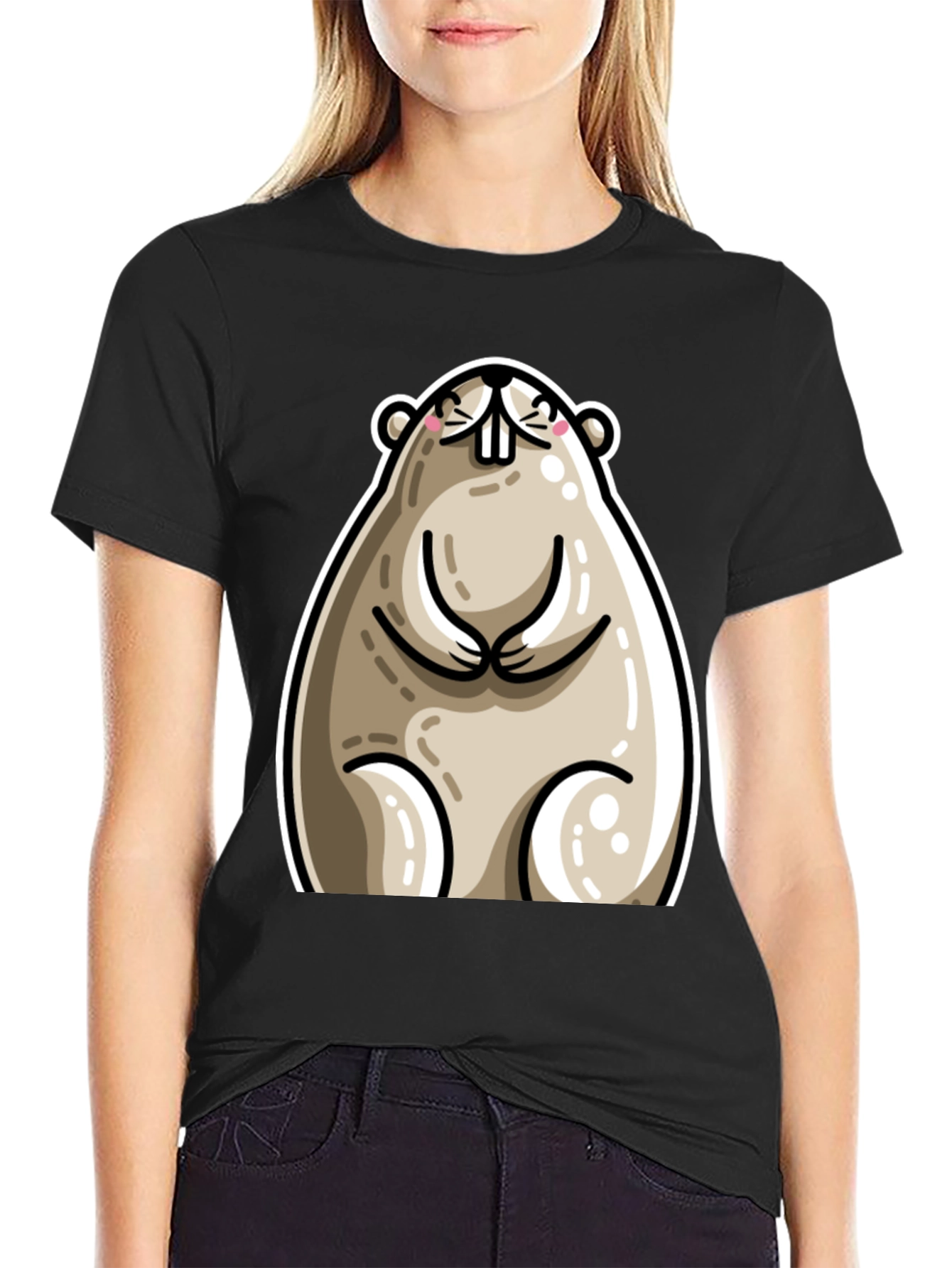Funny Cartoon Beaver Graphic T-Shirt