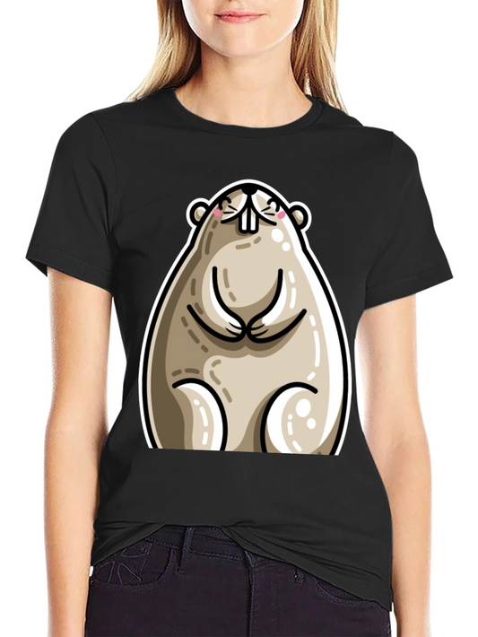 Funny Cartoon Beaver Graphic T-Shirt